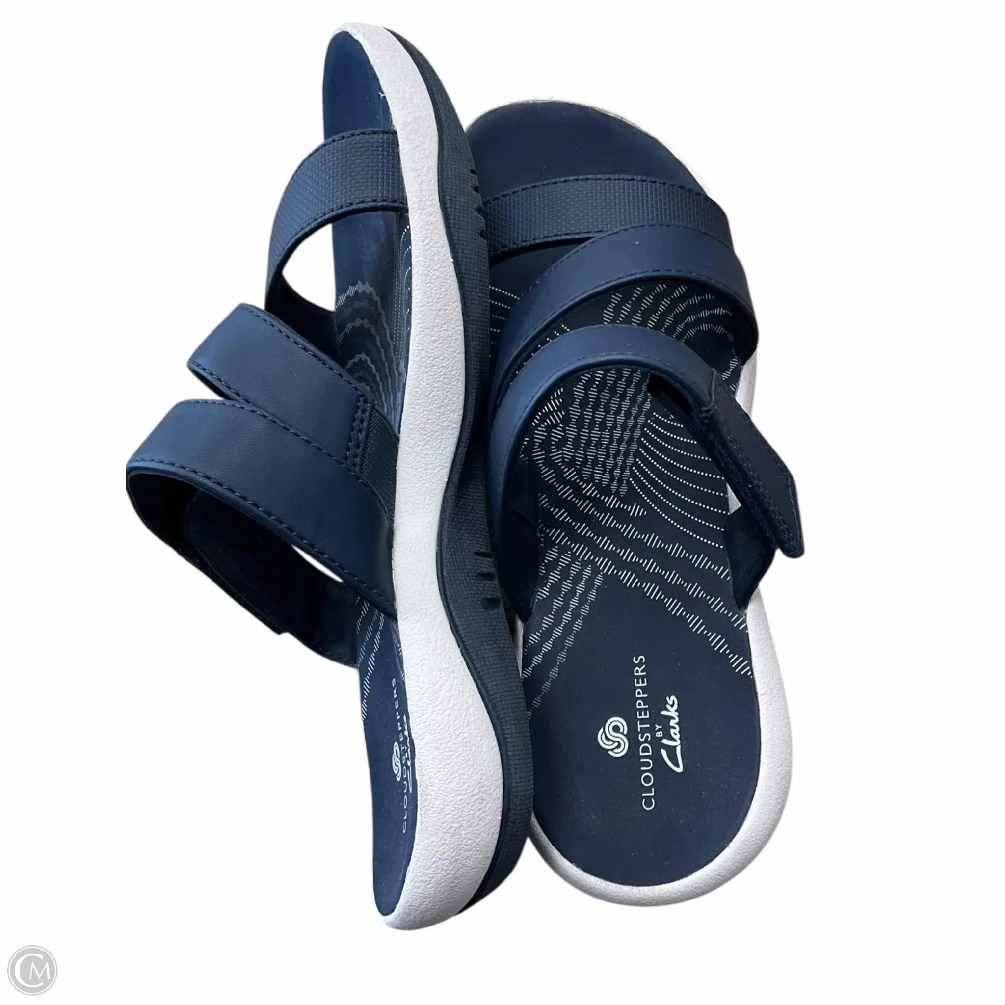 Sandals Flats By Clarks In Navy, Size: 6 Leather Footwear