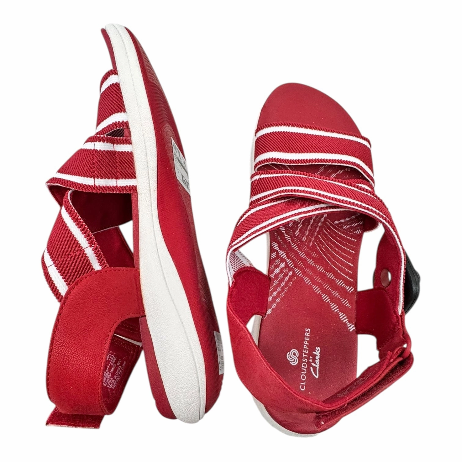 Sandals Flats By Clarks In Red, Size:11 Leather Footwear