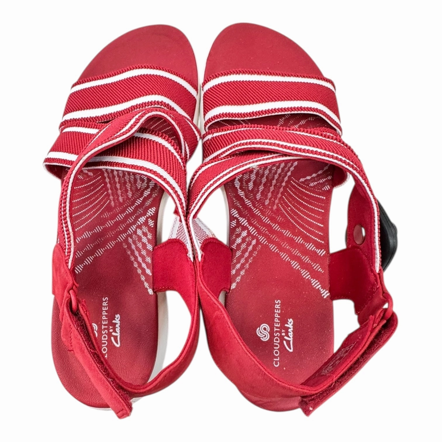 Sandals Flats By Clarks In Red, Size:11 Leather Footwear