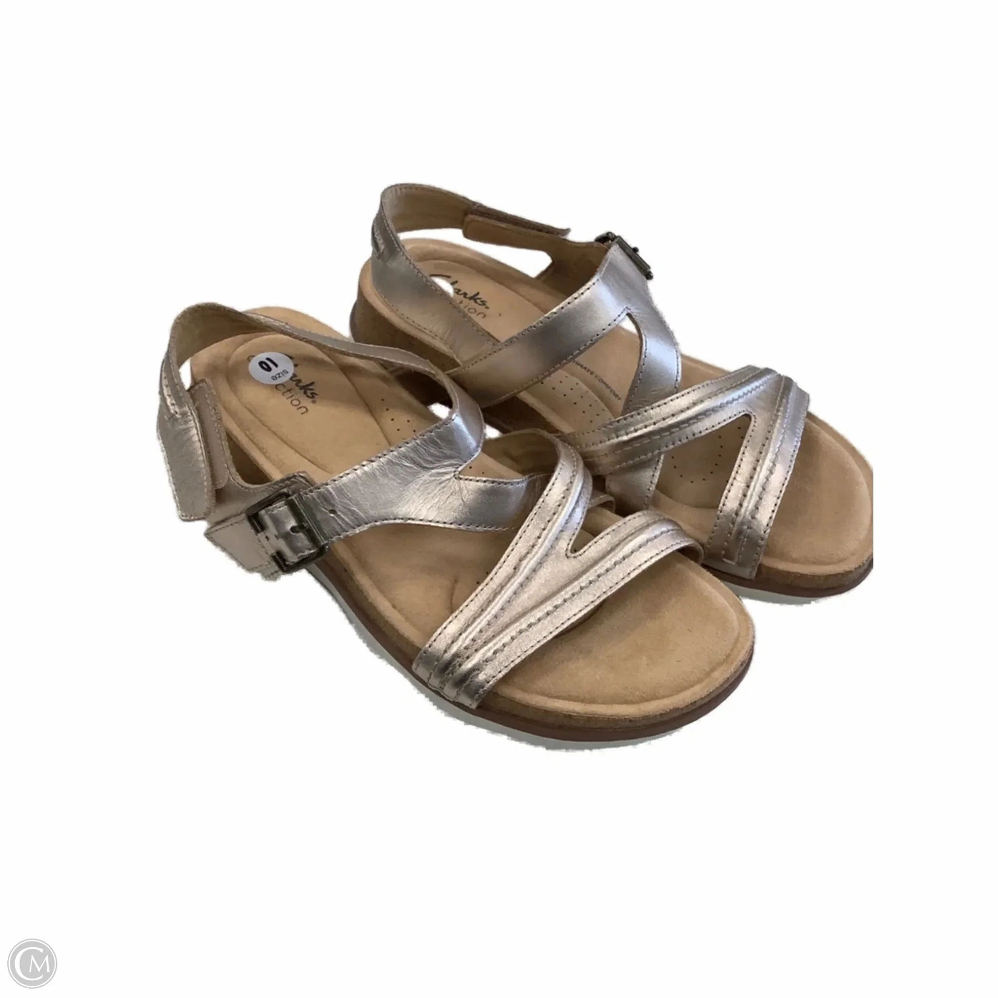 Sandals Flats By Clarks In Rose Gold, Size: 10 Leather Footwear