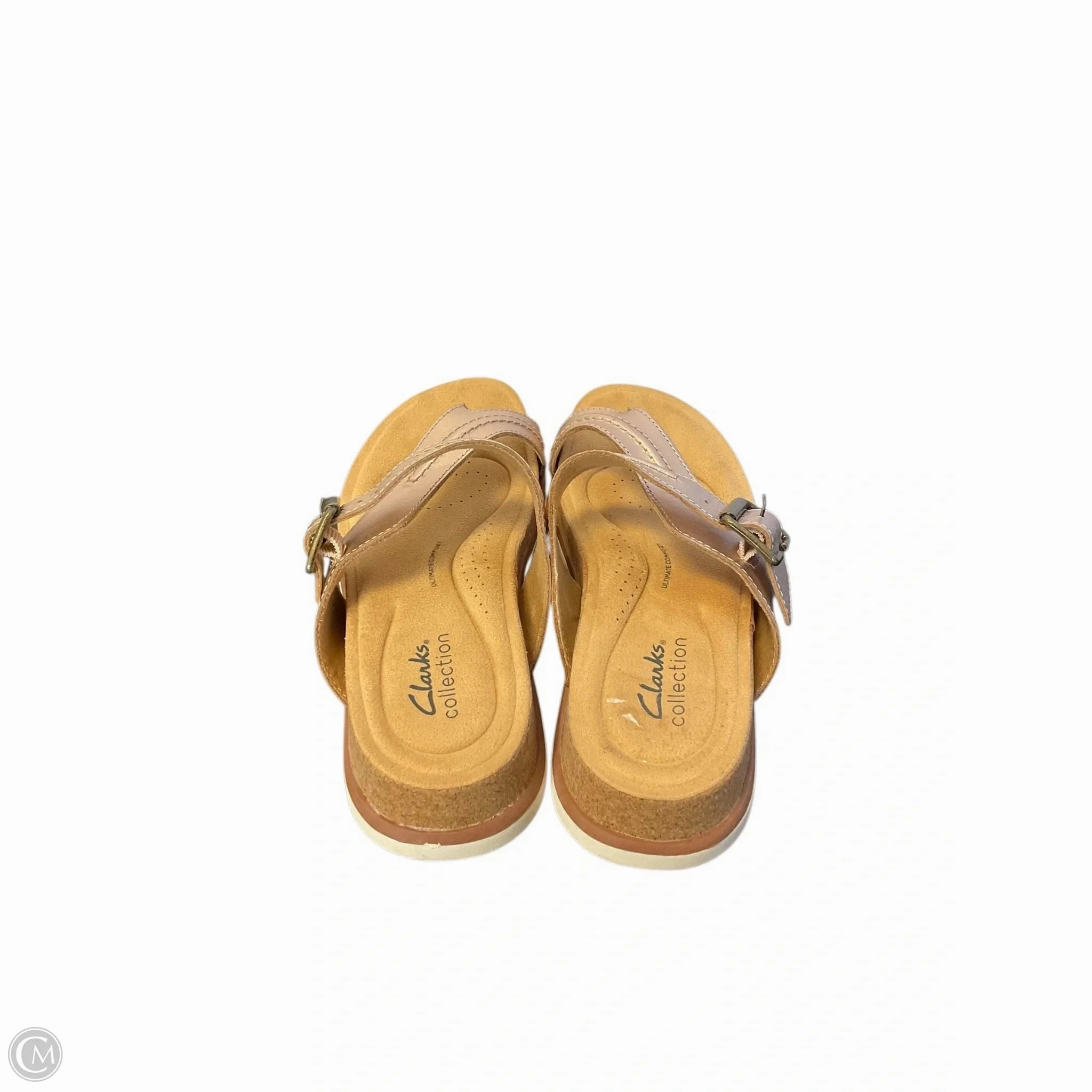 Sandals Flats By Clarks In Rose Gold, Size: 6.5 Leather Footwear