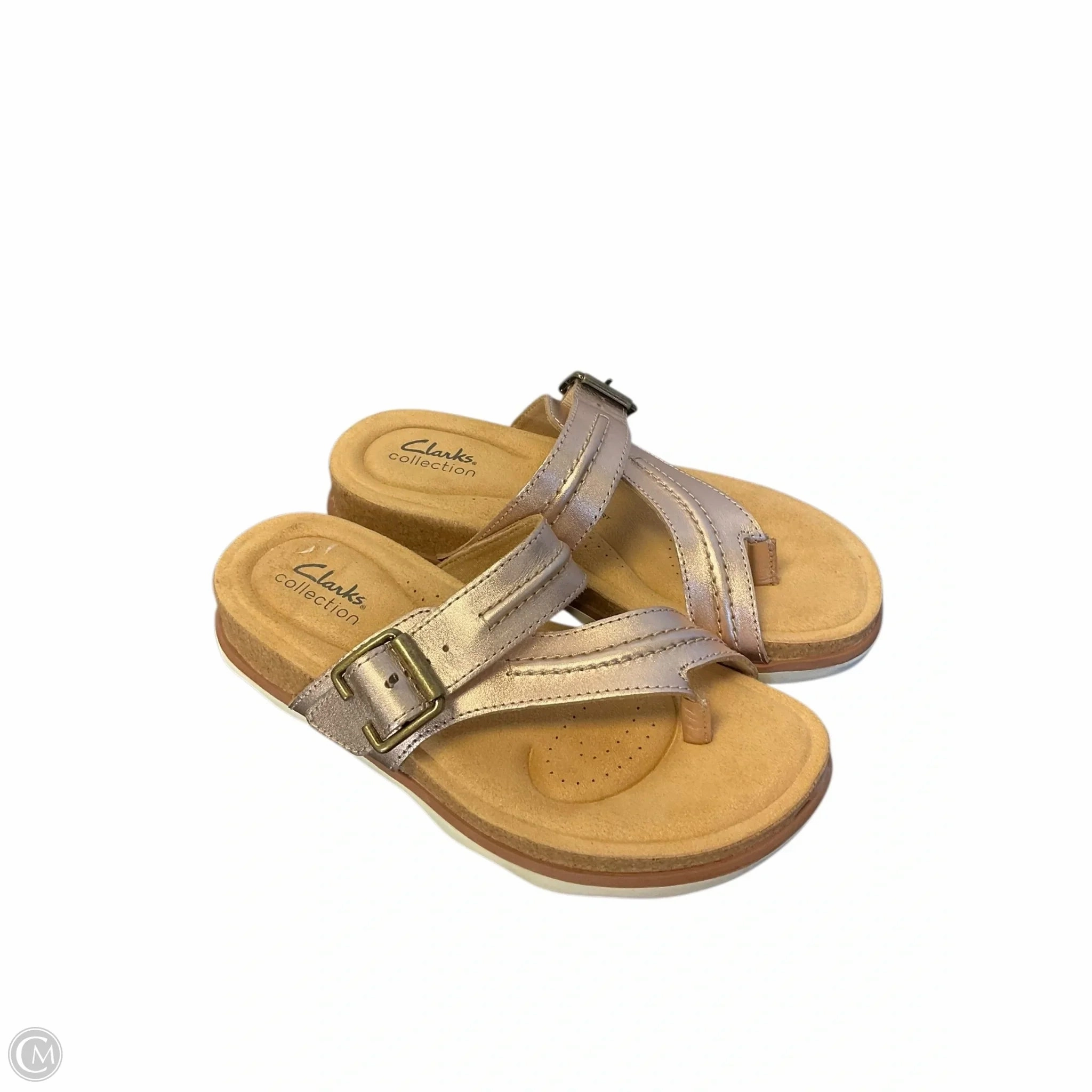 Sandals Flats By Clarks In Rose Gold, Size: 6.5 Leather Footwear