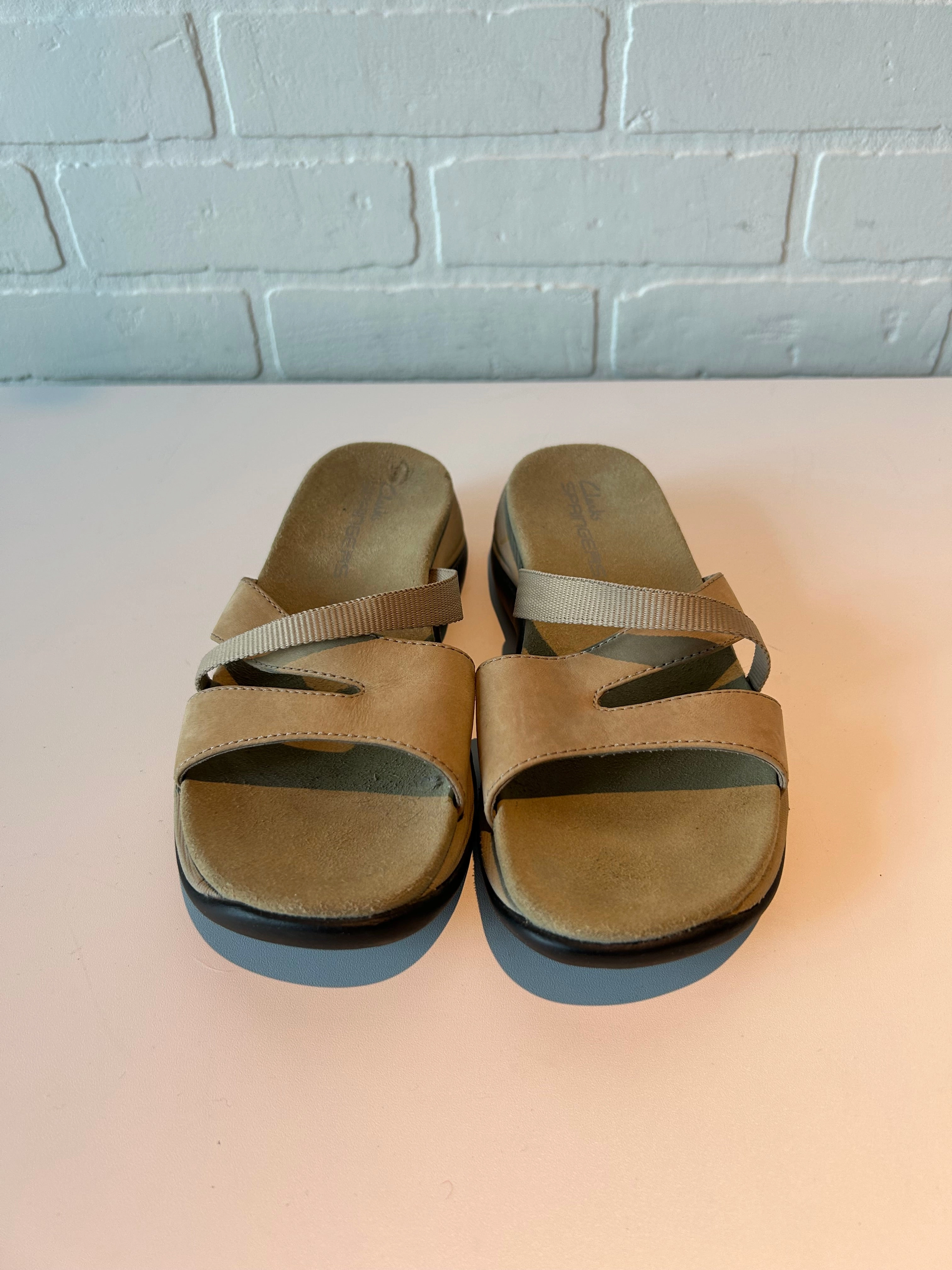 Sandals Flats By Clarks In Tan, Size: 5 Clarks leather shoes for daily wear