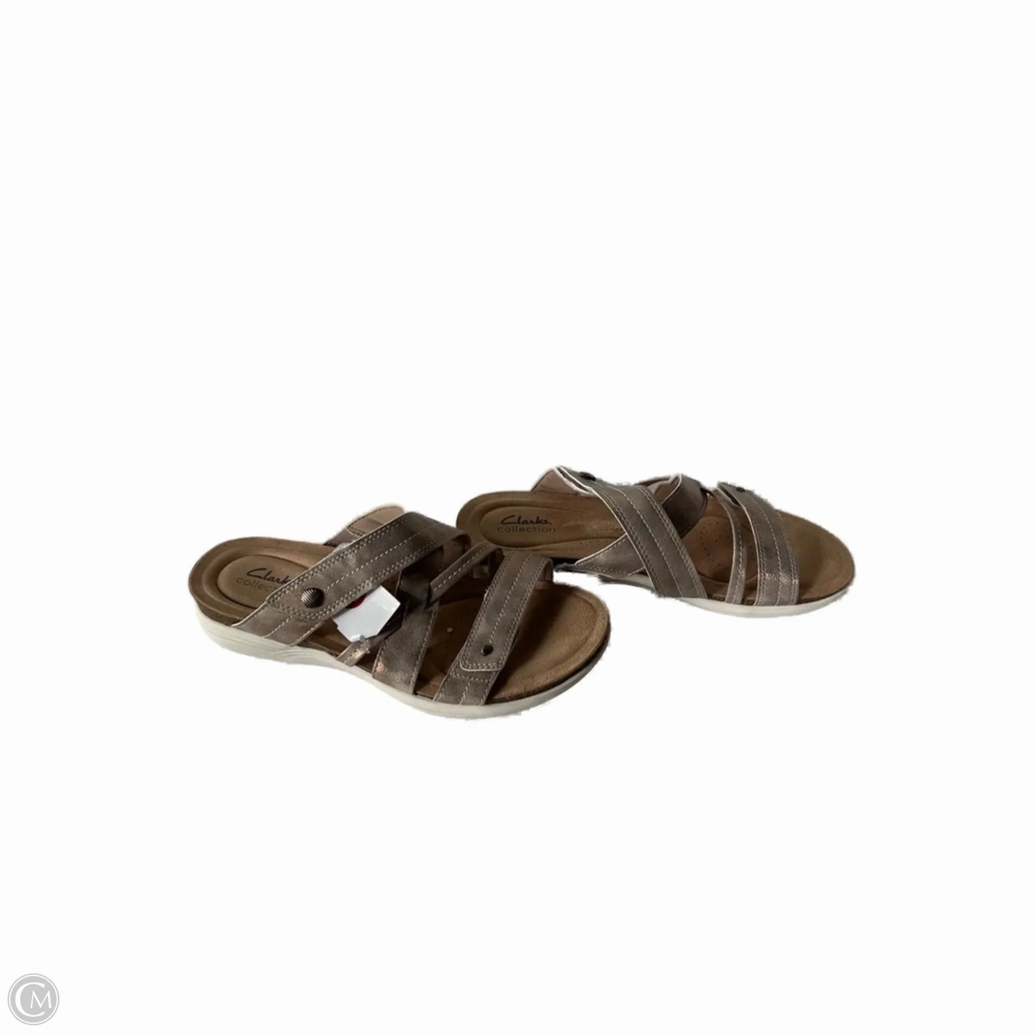 Sandals Flats By Clarks In Tan, Size: 9.5 Leather Footwear