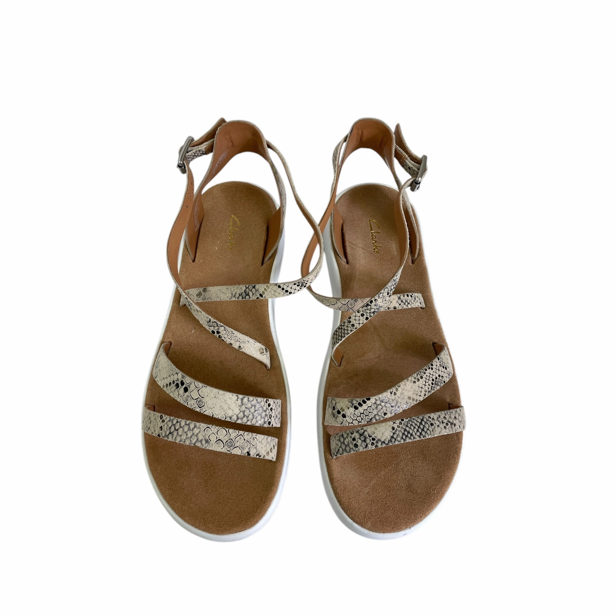 Sandals Flats By Clarks In Taupe, Size:7.5 Leather Footwear