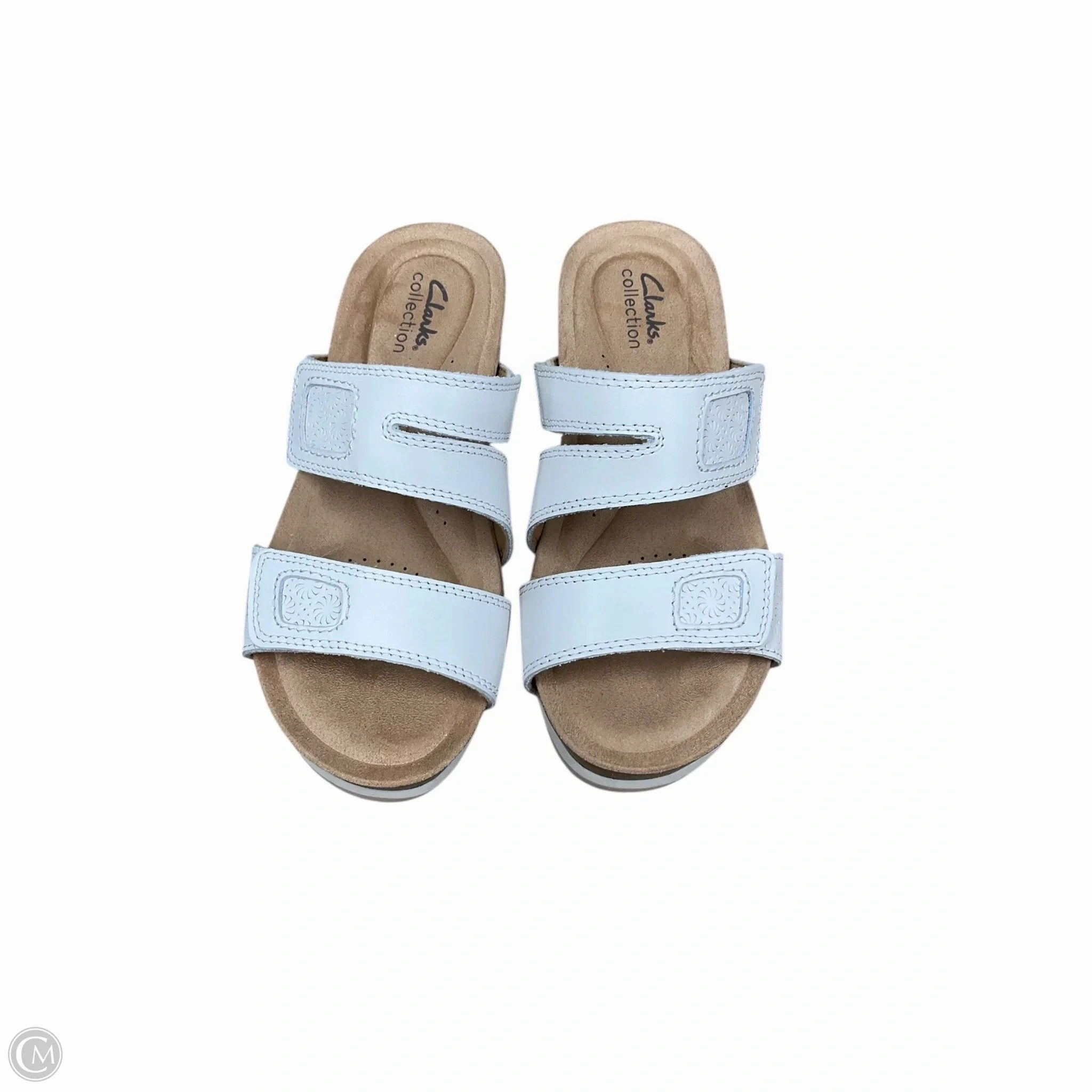 Sandals Flats By Clarks In White, Size: 6 Leather Footwear