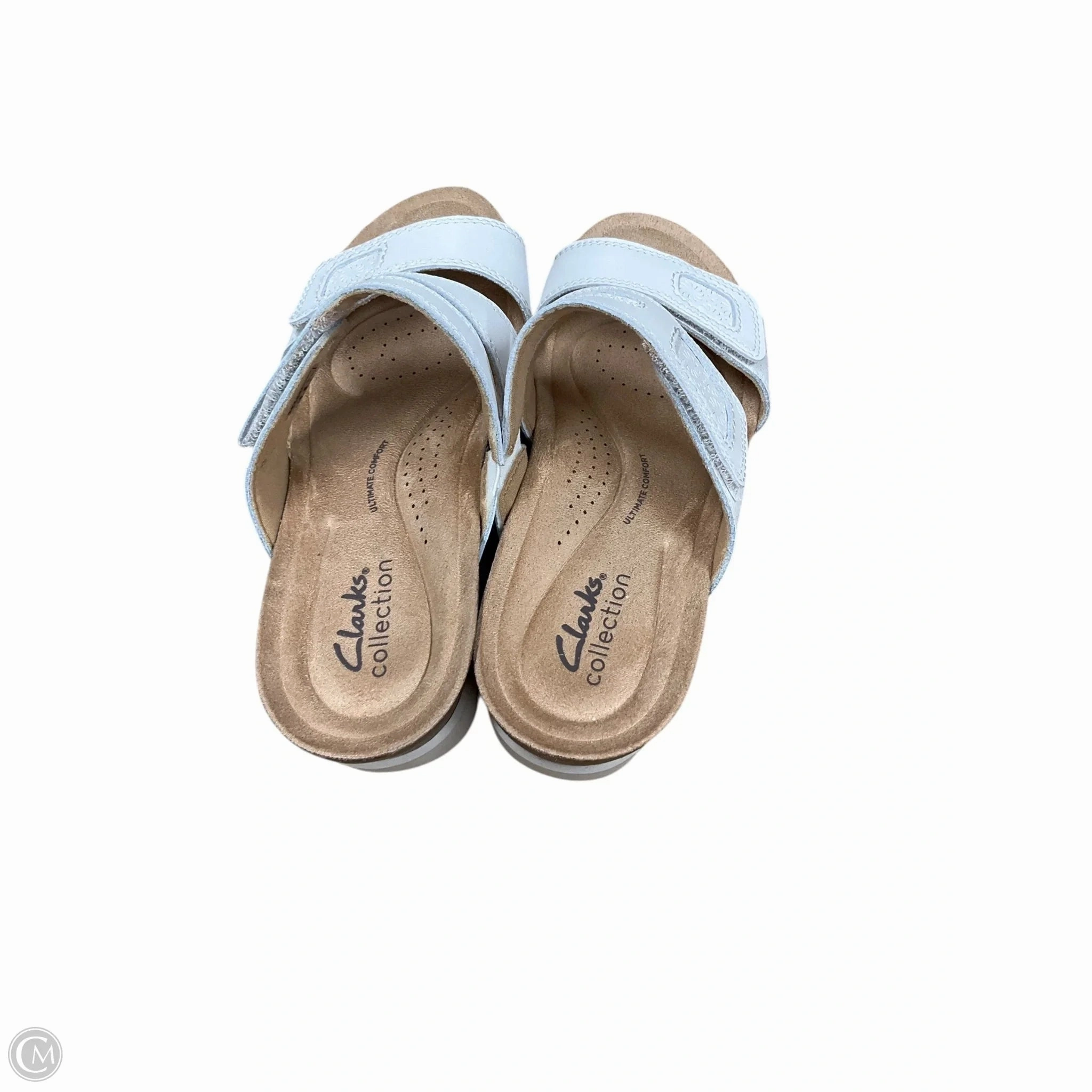 Sandals Flats By Clarks In White, Size: 6 Leather Footwear