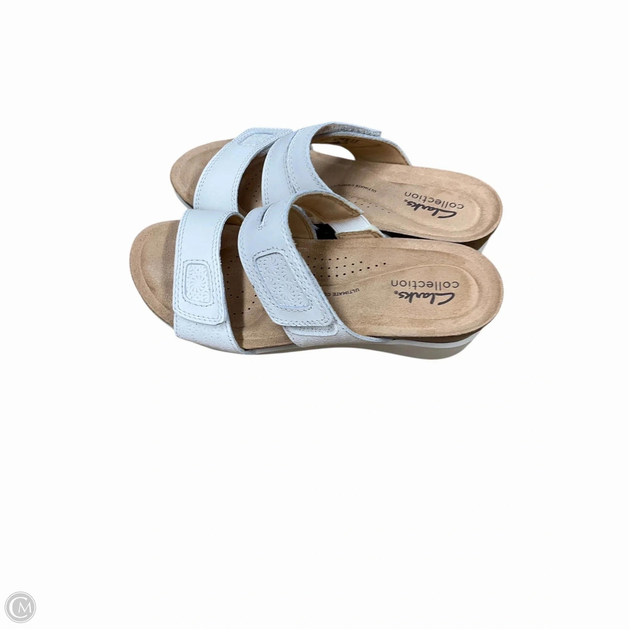 Sandals Flats By Clarks In White, Size: 6 Leather Footwear