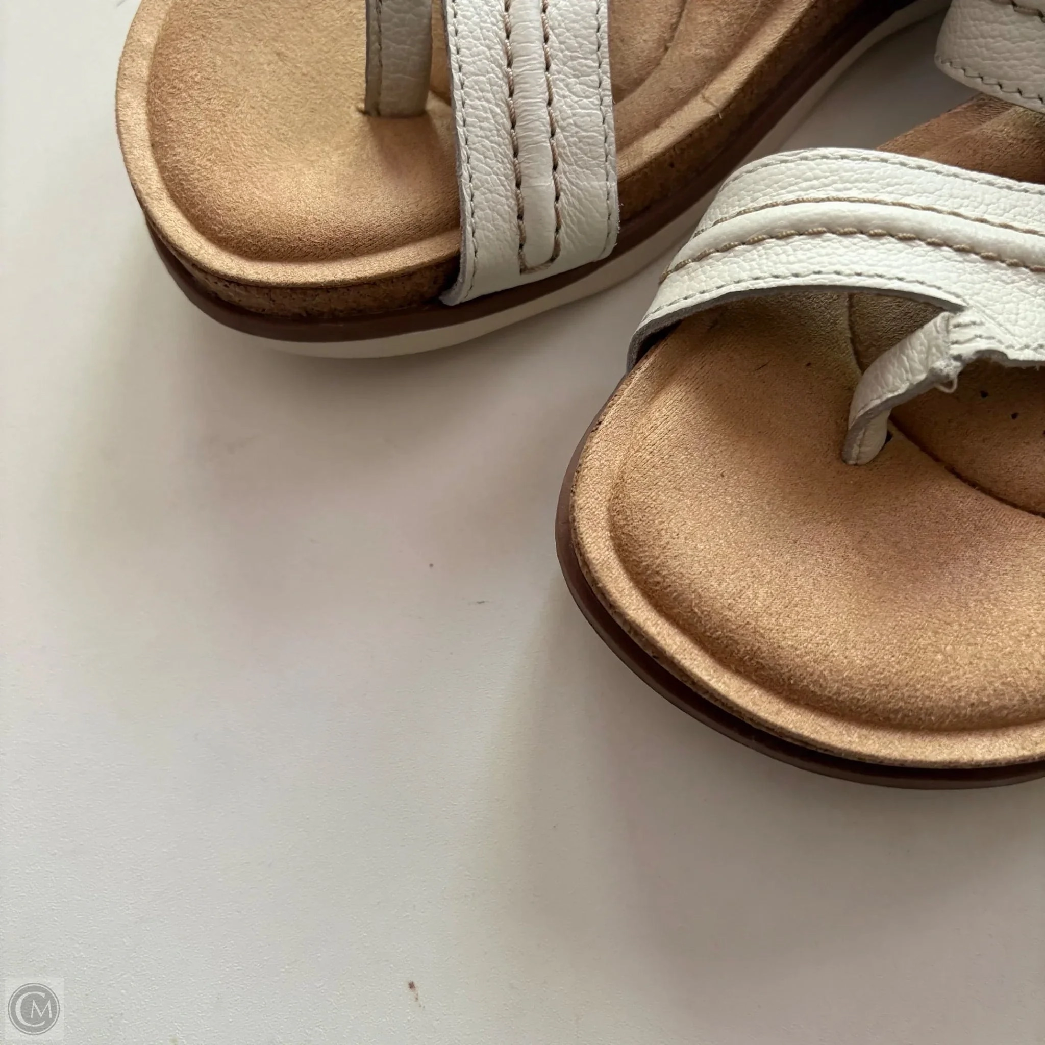 Sandals Flats By Clarks In White, Size: 7 Leather Footwear
