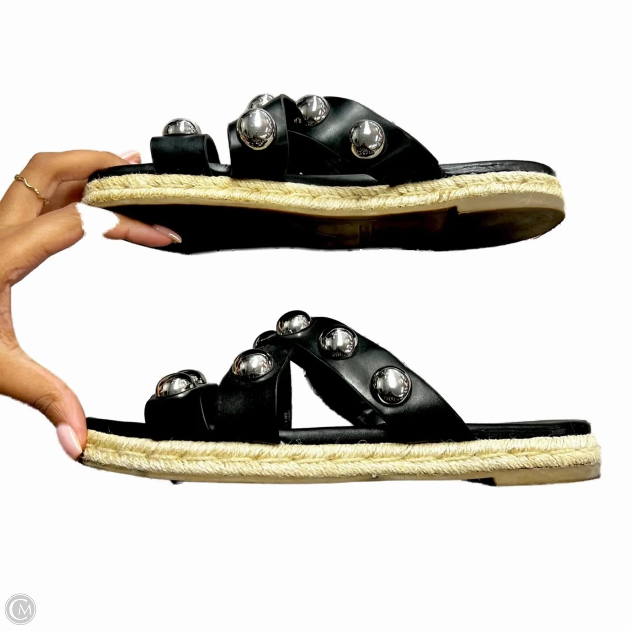 Sandals Flats By Marc Fisher In Black & White, Size: 8 Fashion Heels