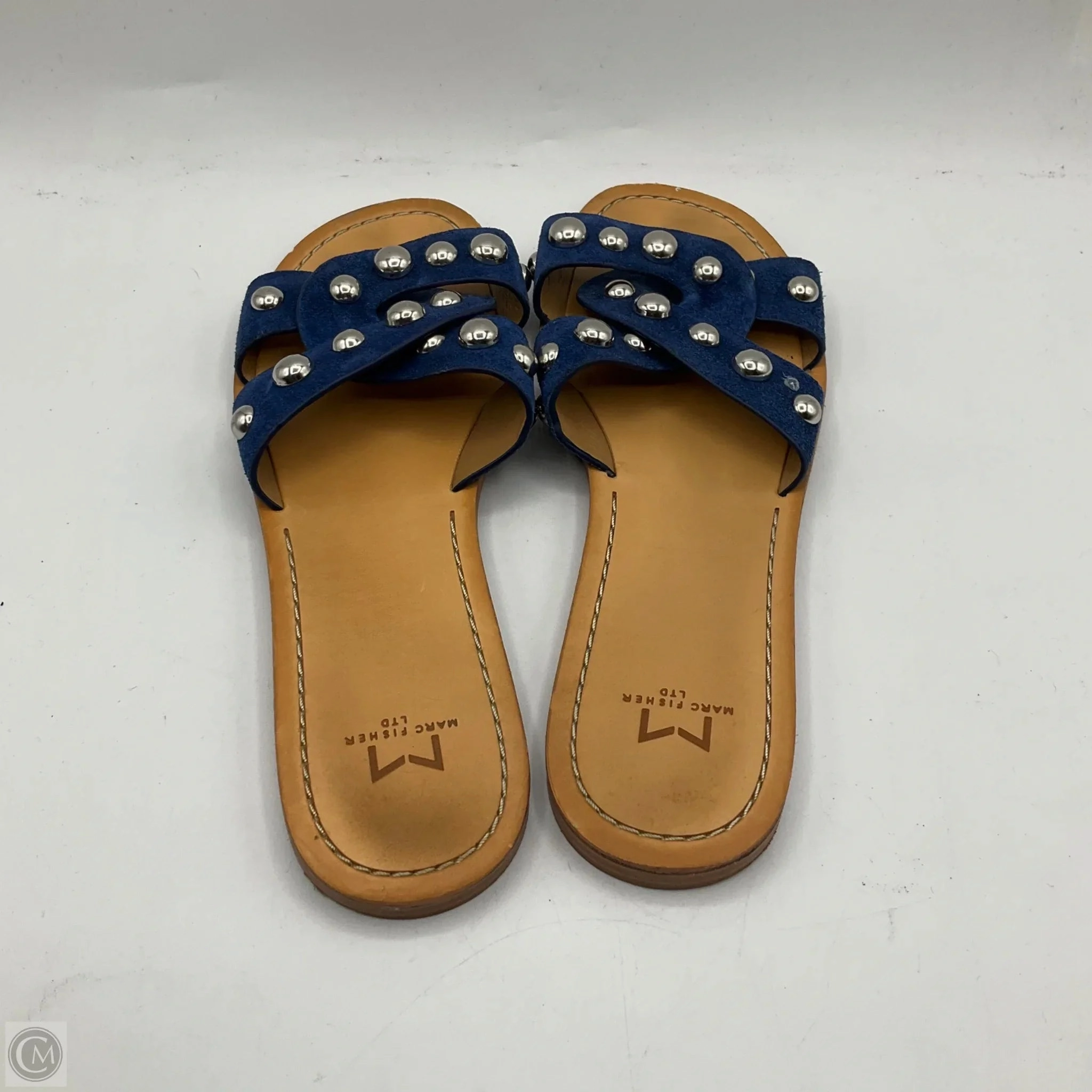 Sandals Flats By Marc Fisher In Blue & Tan, Size: 6.5 Fashion Heels