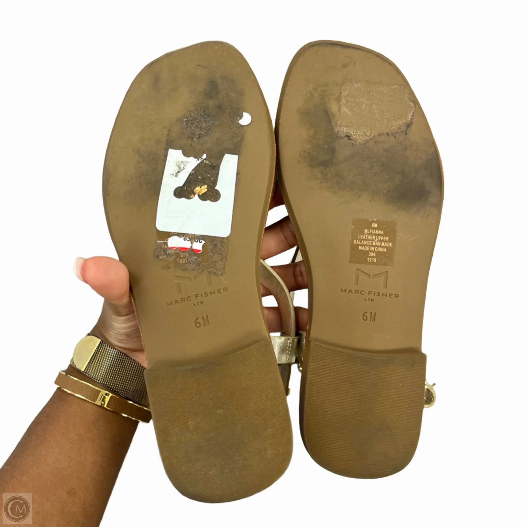 Sandals Flats By Marc Fisher In Gold, Size: 6 Fashion Heels