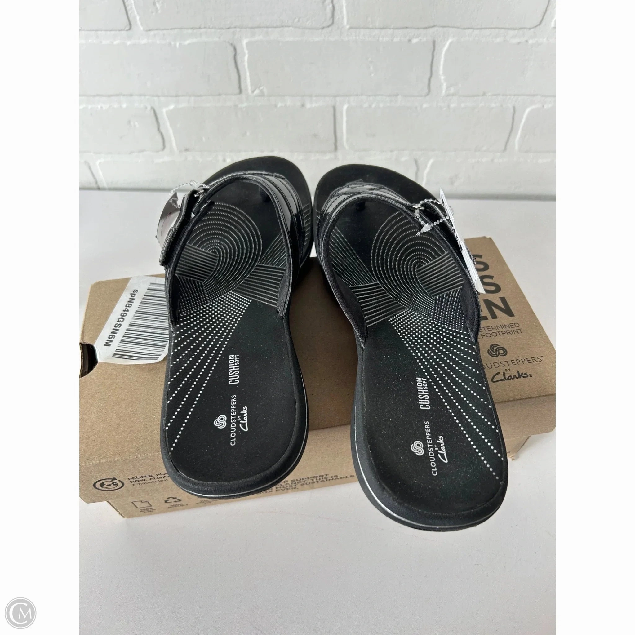 Sandals Flip Flops By Clarks In Black, Size: 11 Leather Footwear