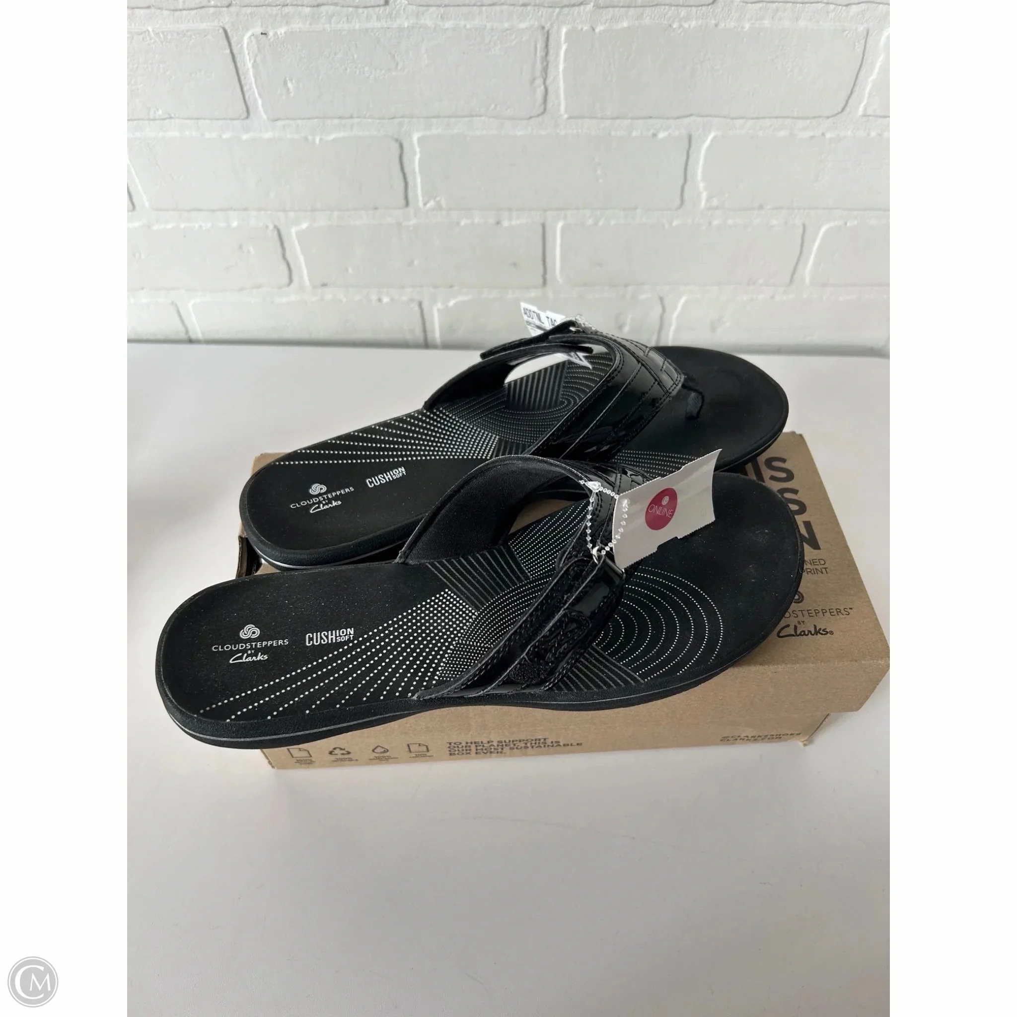 Sandals Flip Flops By Clarks In Black, Size: 11 Leather Footwear