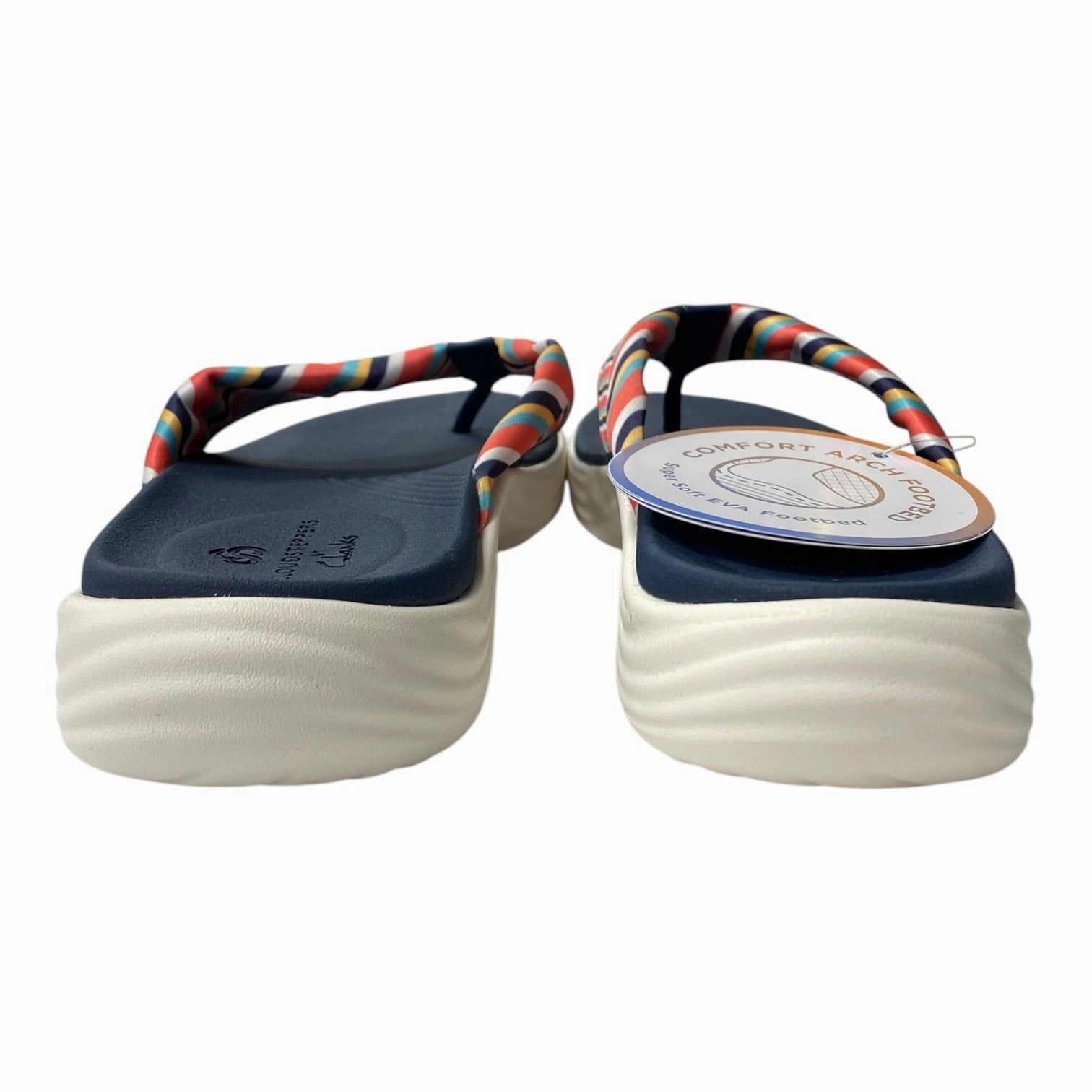 Sandals Flip Flops By Clarks In Blue & Orange, Size:7 Leather Footwear