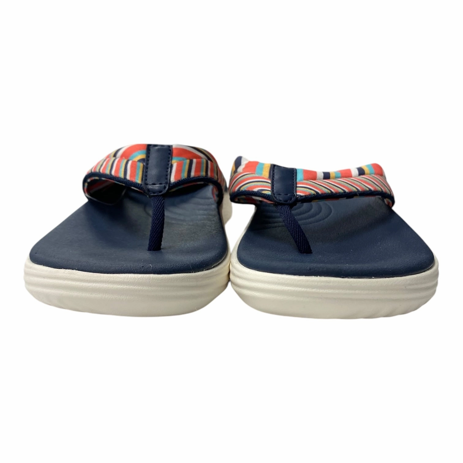 Sandals Flip Flops By Clarks In Blue & Orange, Size:7 Leather Footwear