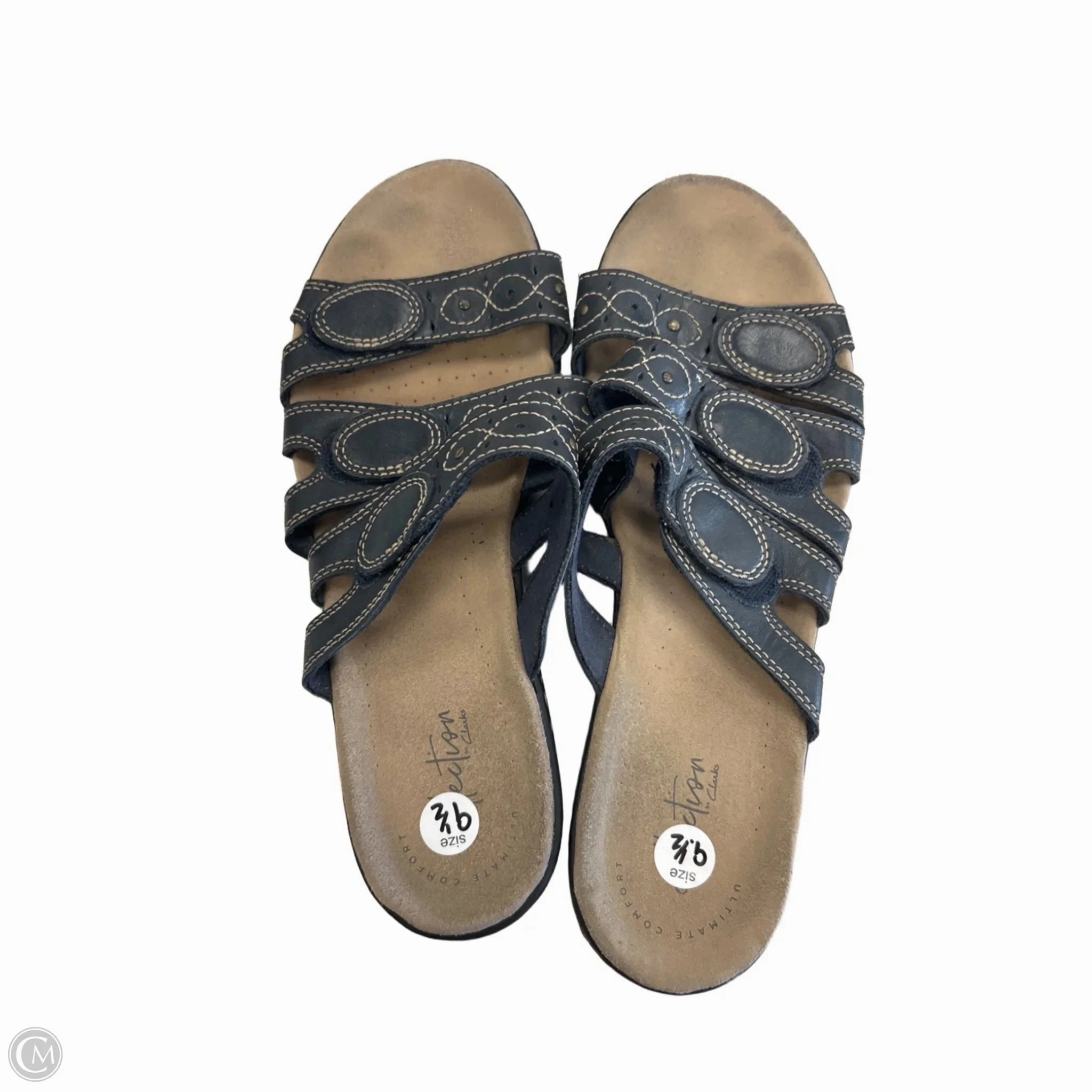 Sandals Flip Flops By Clarks In Blue, Size: 9.5 Leather Footwear