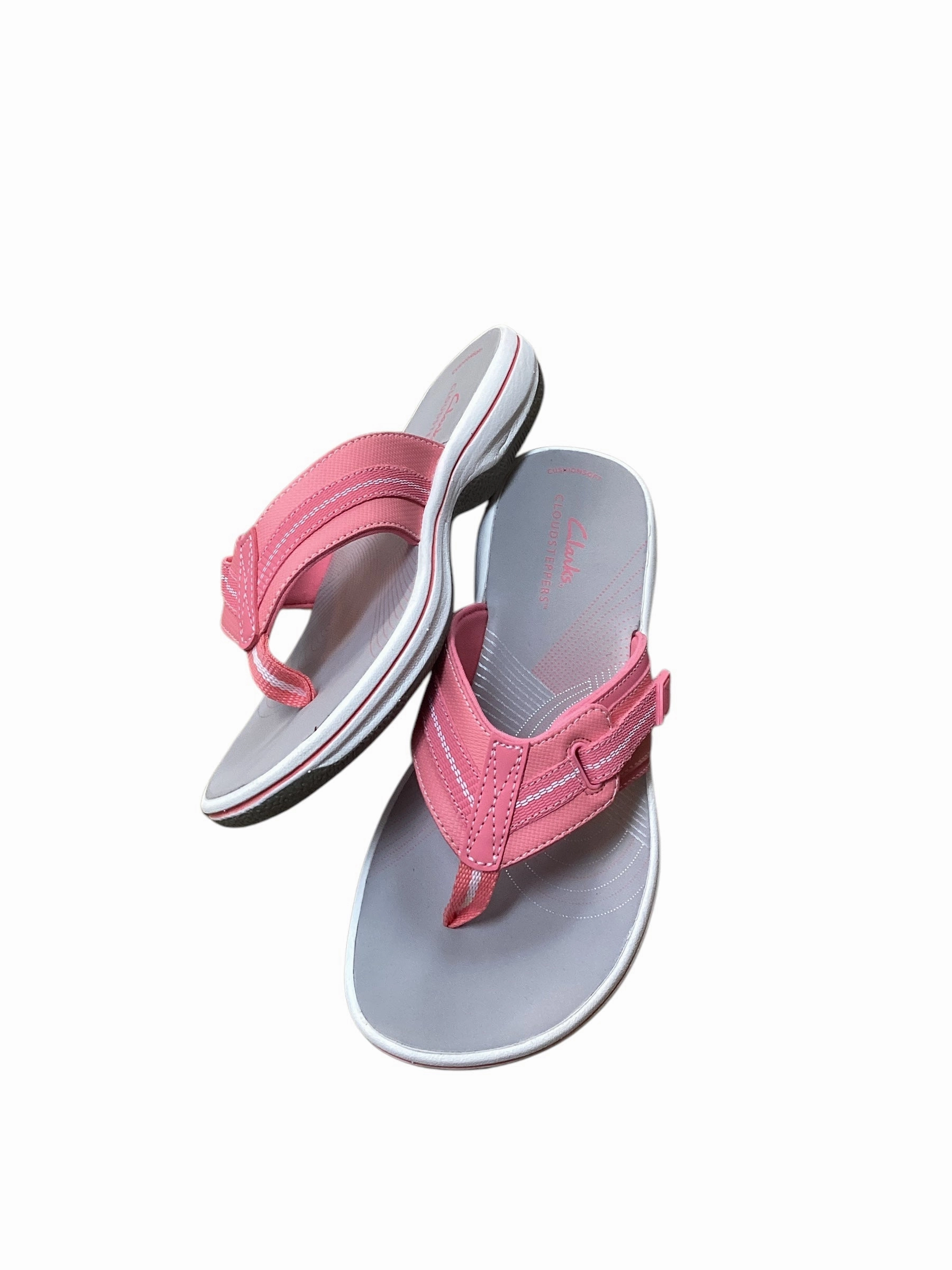 Sandals Flip Flops By Clarks In Grey & Pink, Size: 6 Clarks leather shoes for daily wear