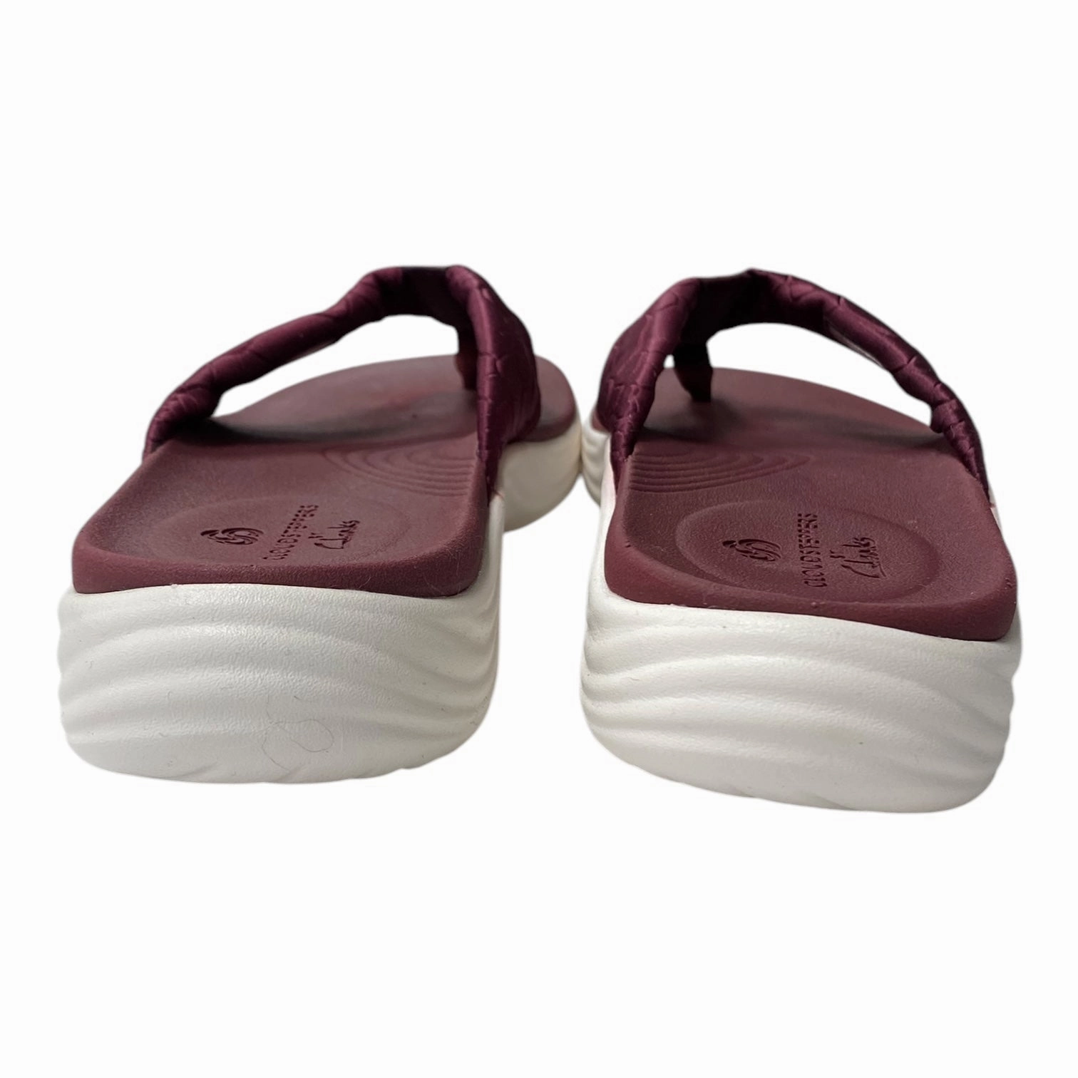 Sandals Flip Flops By Clarks In Maroon, Size:7 Leather Footwear