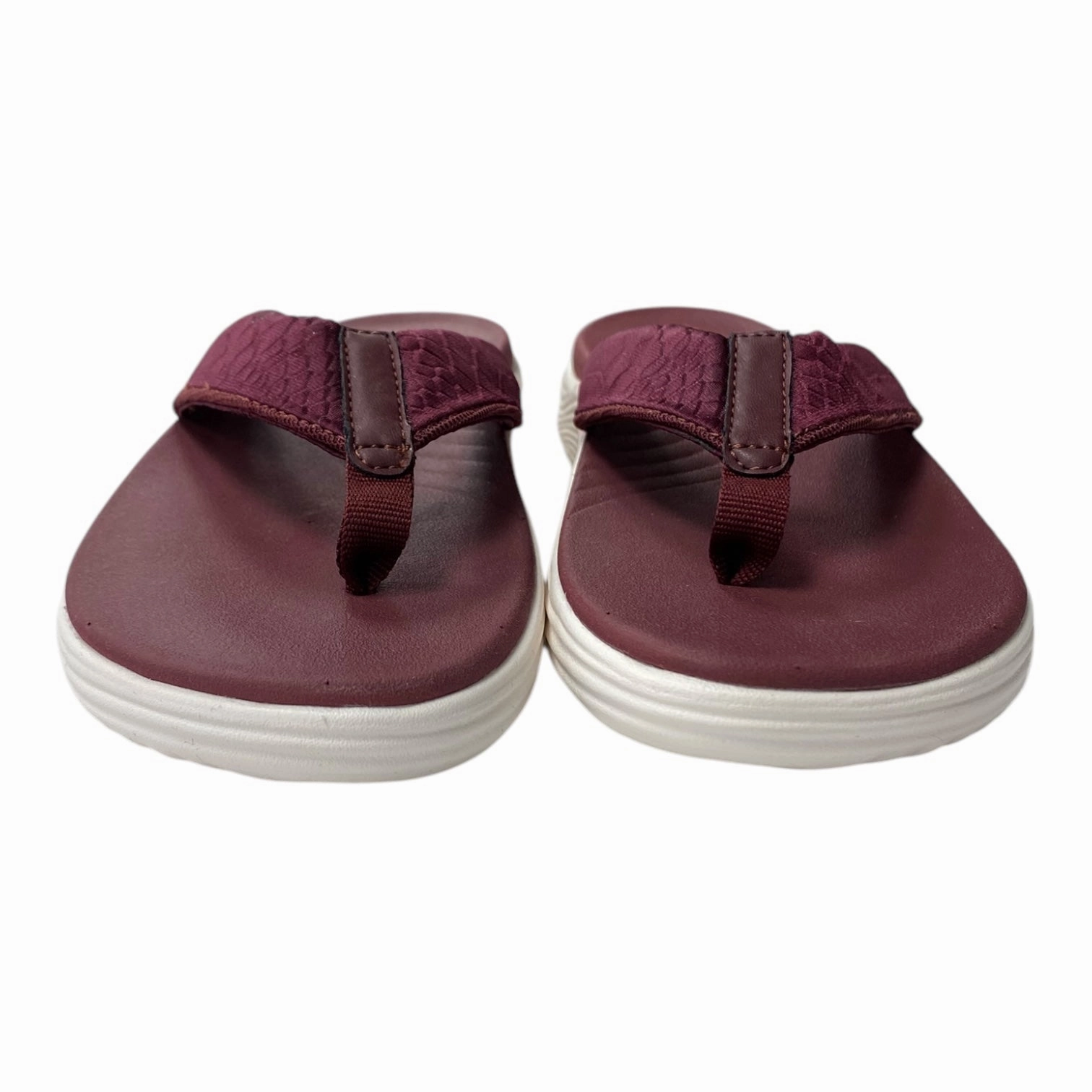 Sandals Flip Flops By Clarks In Maroon, Size:7 Leather Footwear