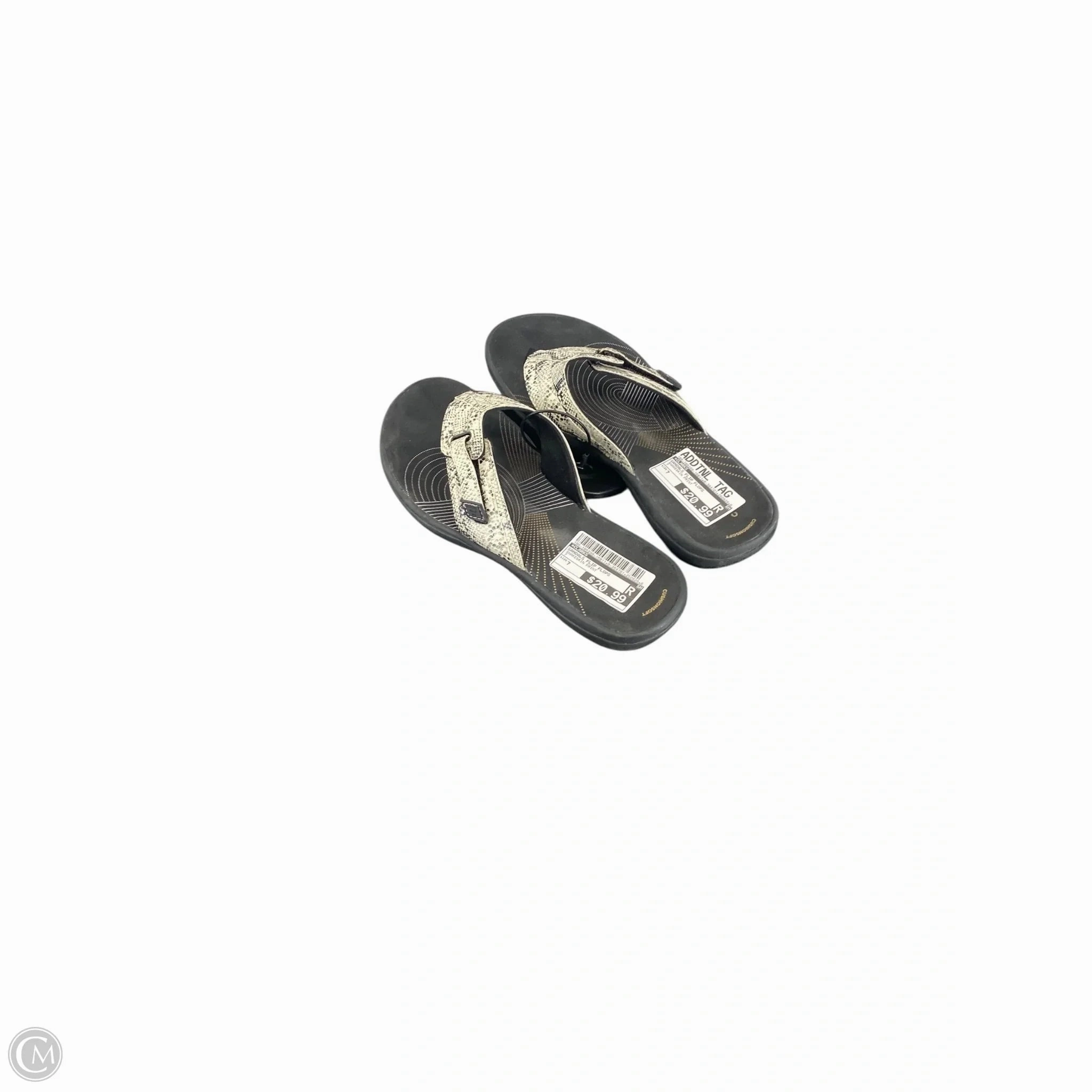 Sandals Flip Flops By Clarks In Snakeskin Print, Size: 7 Leather Footwear