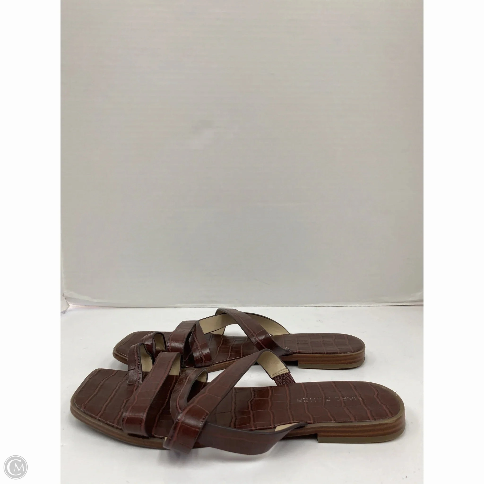 Sandals Flip Flops By Marc Fisher In Brown, Size: 8.5 Marc Fisher fashion shoes with block heels