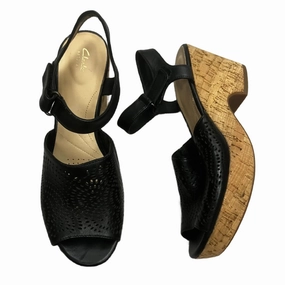 Sandals Heels Block By Clarks In Black & Cream, Size: 8.5 Clarks leather shoes for daily wear