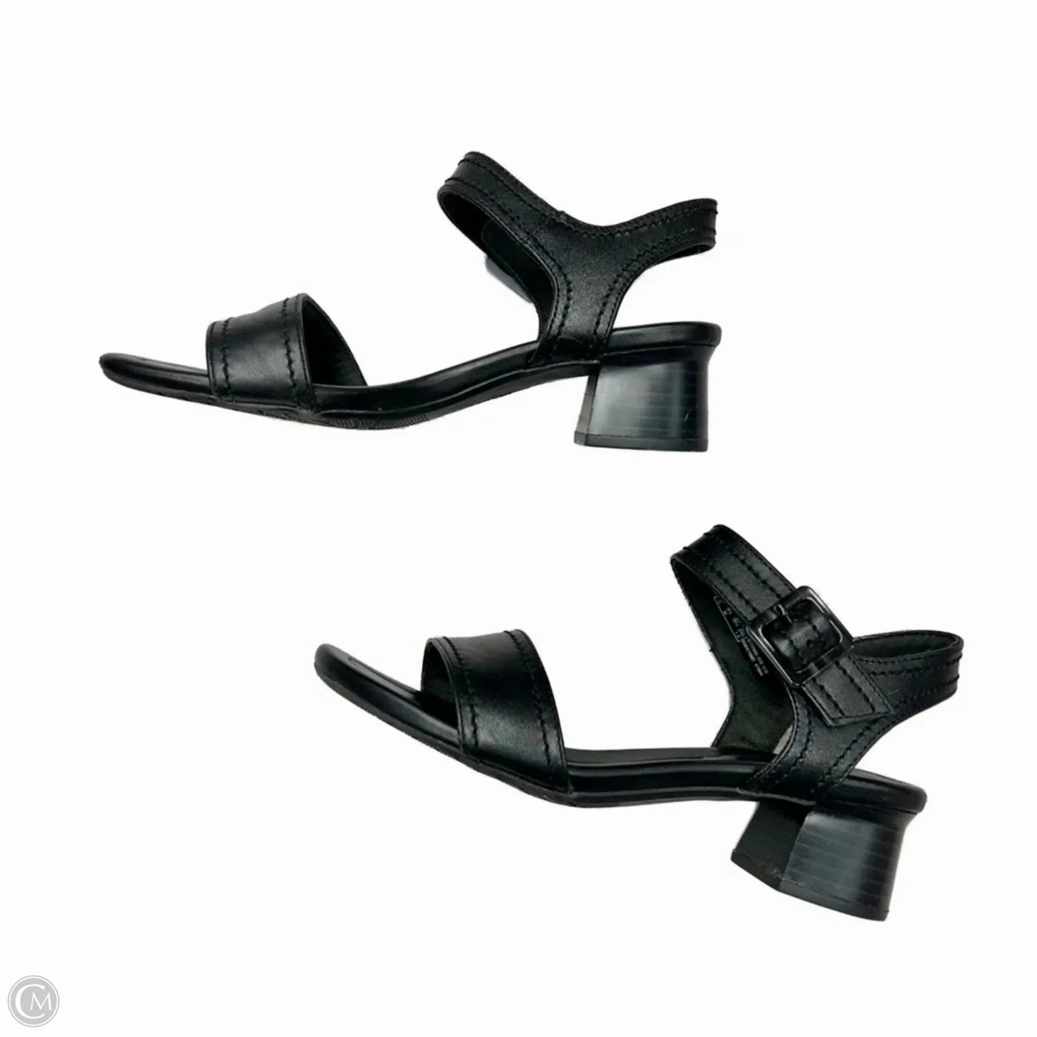 Sandals Heels Block By Clarks In Black, Size: 8.5 Leather Footwear