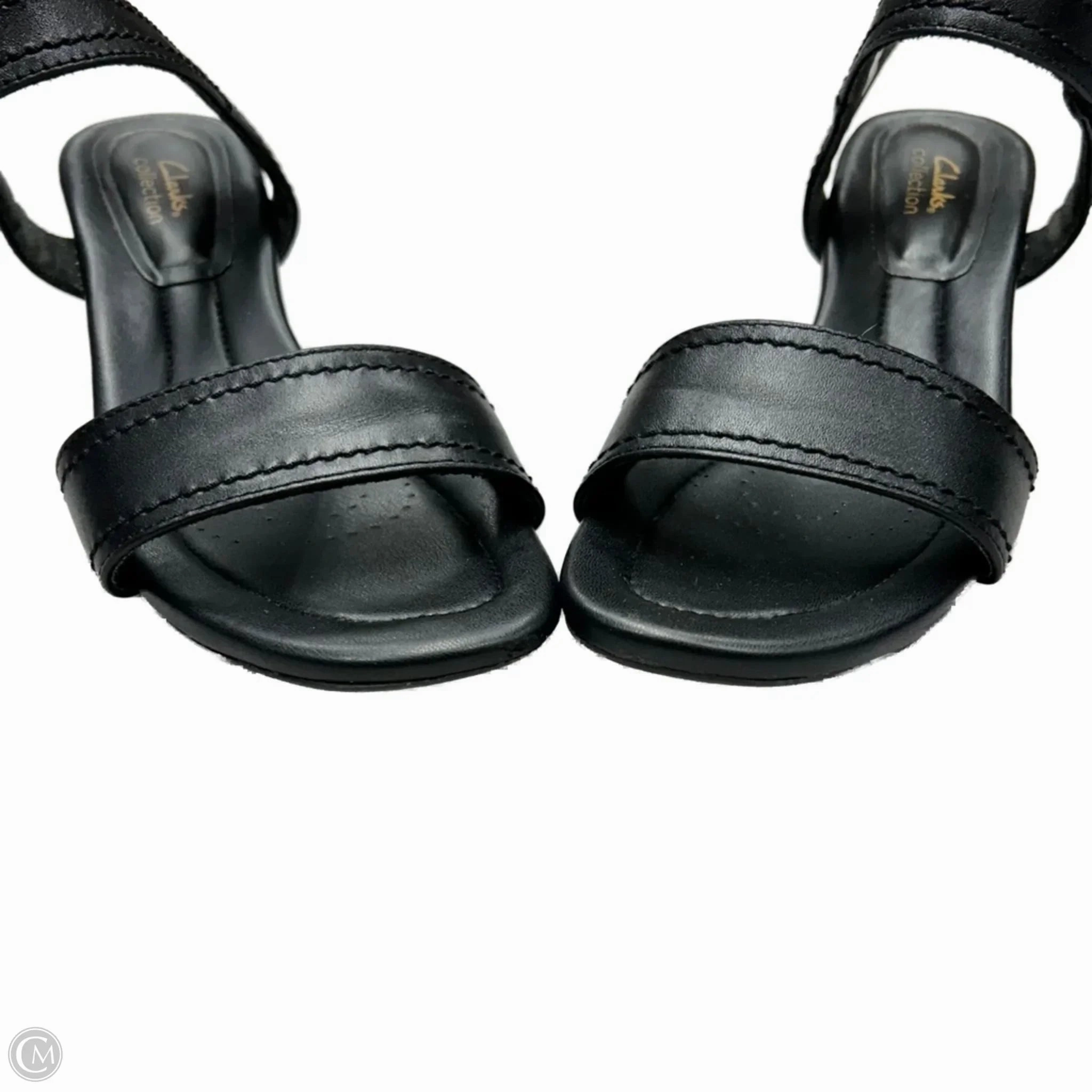 Sandals Heels Block By Clarks In Black, Size: 8.5 Leather Footwear
