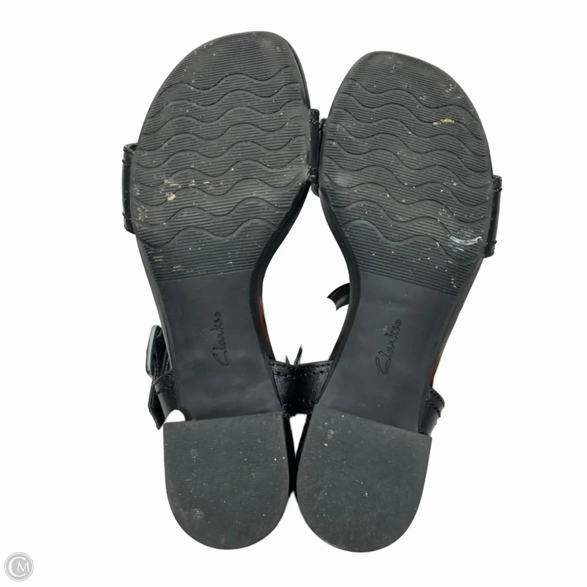 Sandals Heels Block By Clarks In Black, Size: 8.5 Leather Footwear