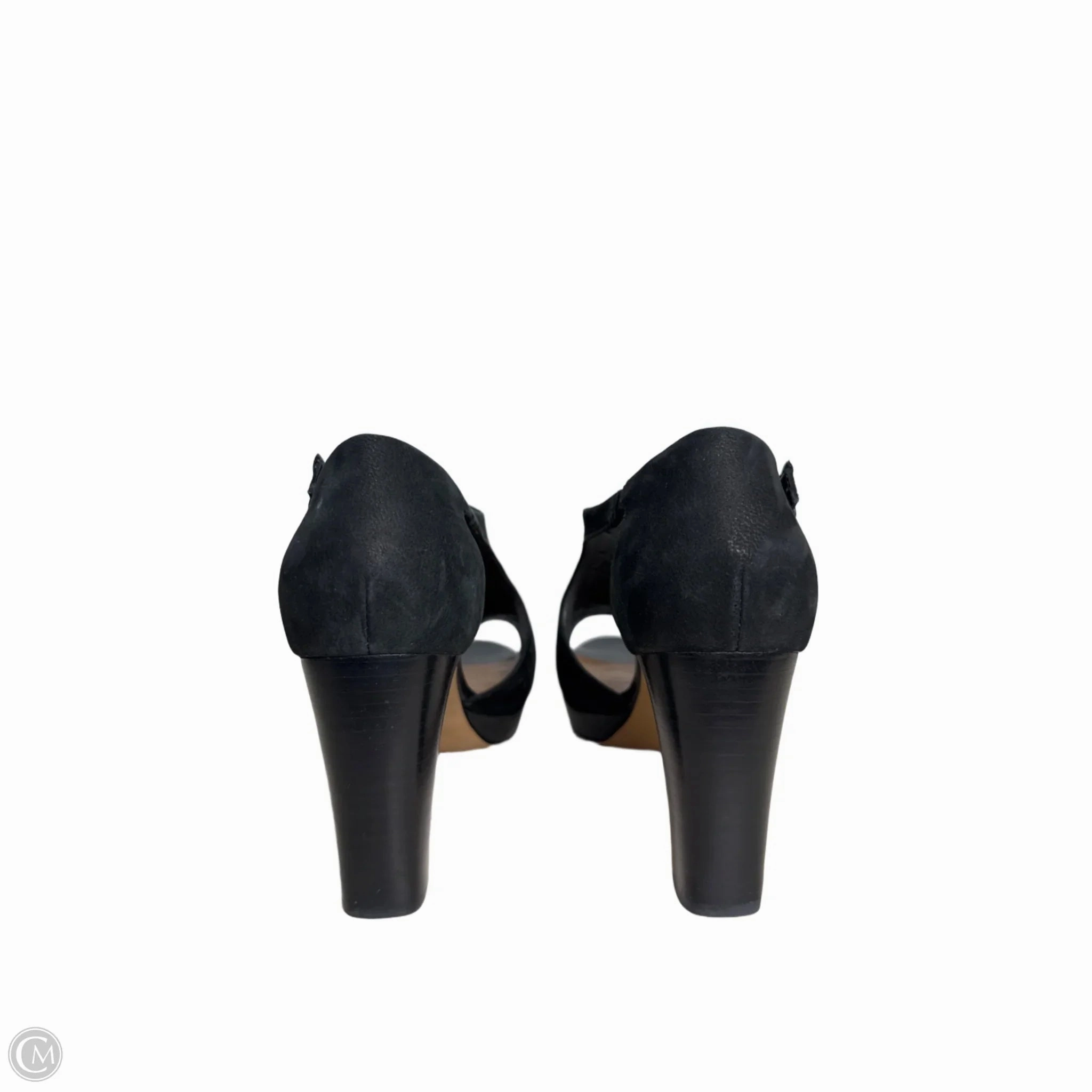 Sandals Heels Block By Clarks In Black, Size: 9.5 Leather Footwear