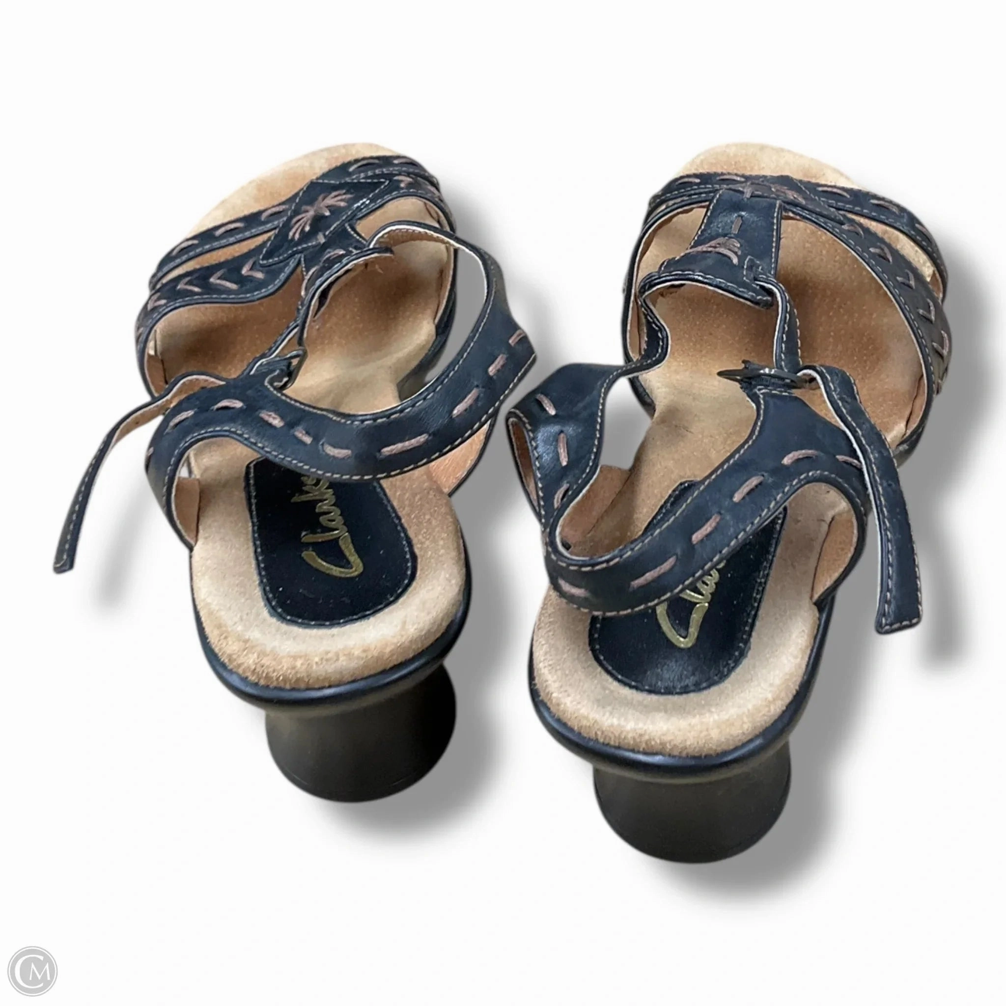 Sandals Heels Block By Clarks In Brown, Size: 7 Leather Footwear