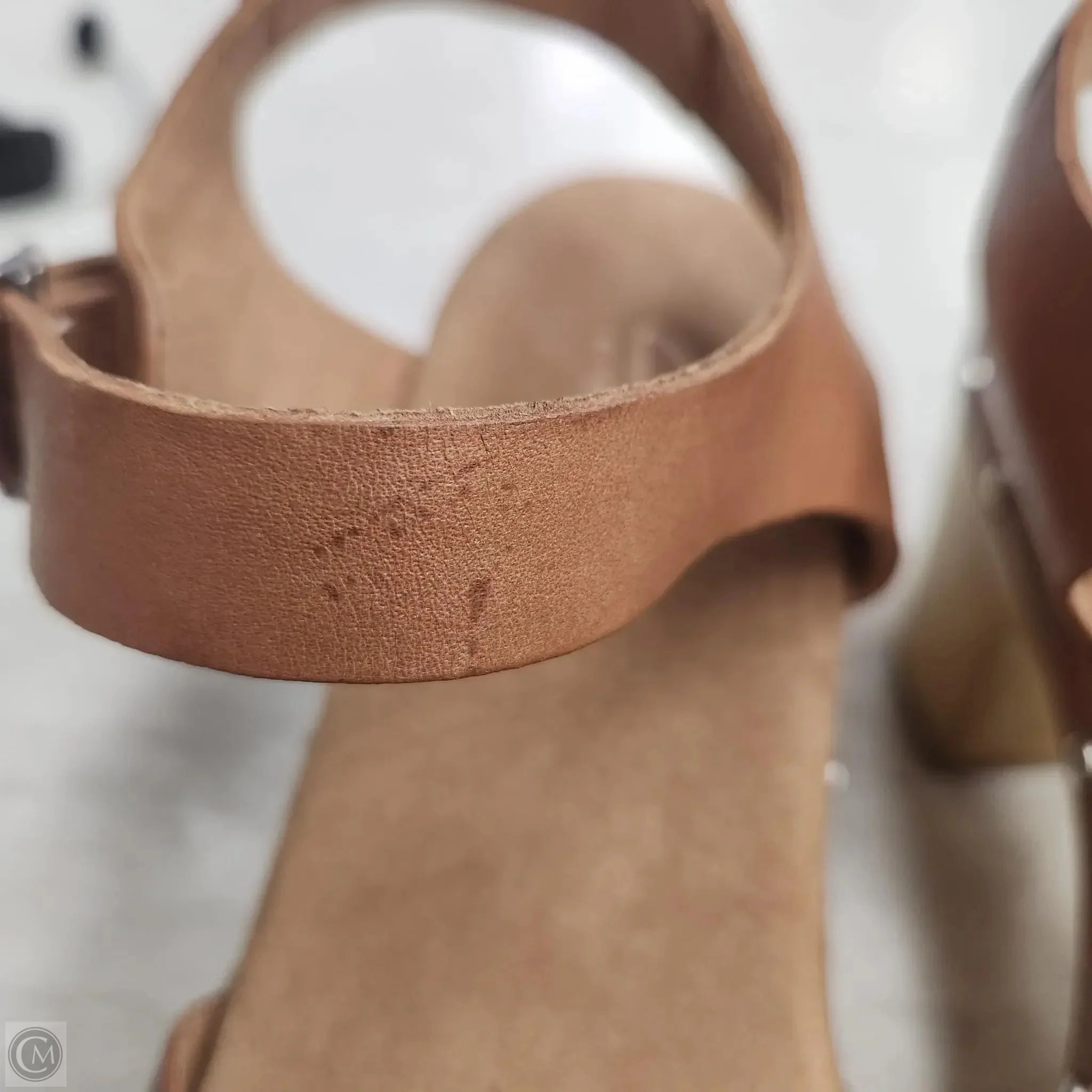 Sandals Heels Block By Clarks In Tan, Size: 8.5 Leather Footwear