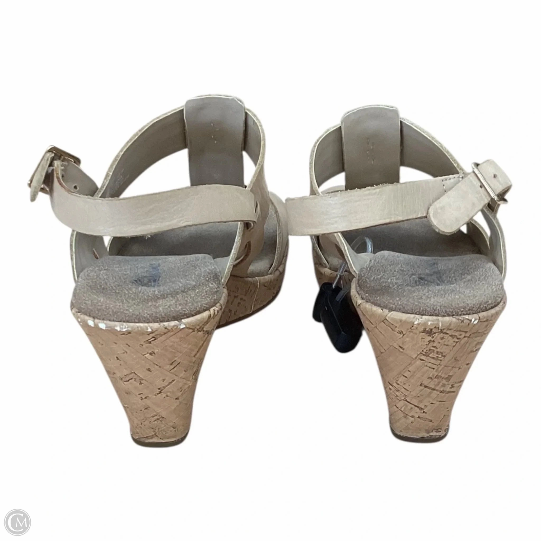 Sandals Heels Block By Clarks In Tan, Size: 9 Leather Footwear