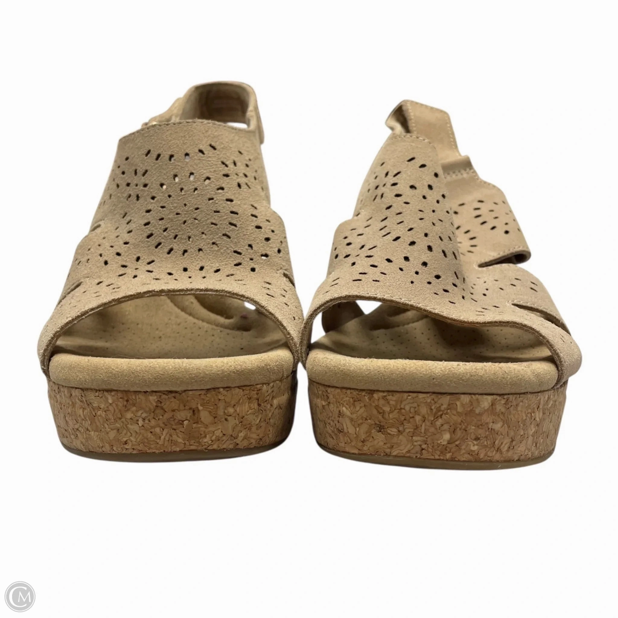 Sandals Heels Block By Clarks In Taupe, Size: 10 Leather Footwear