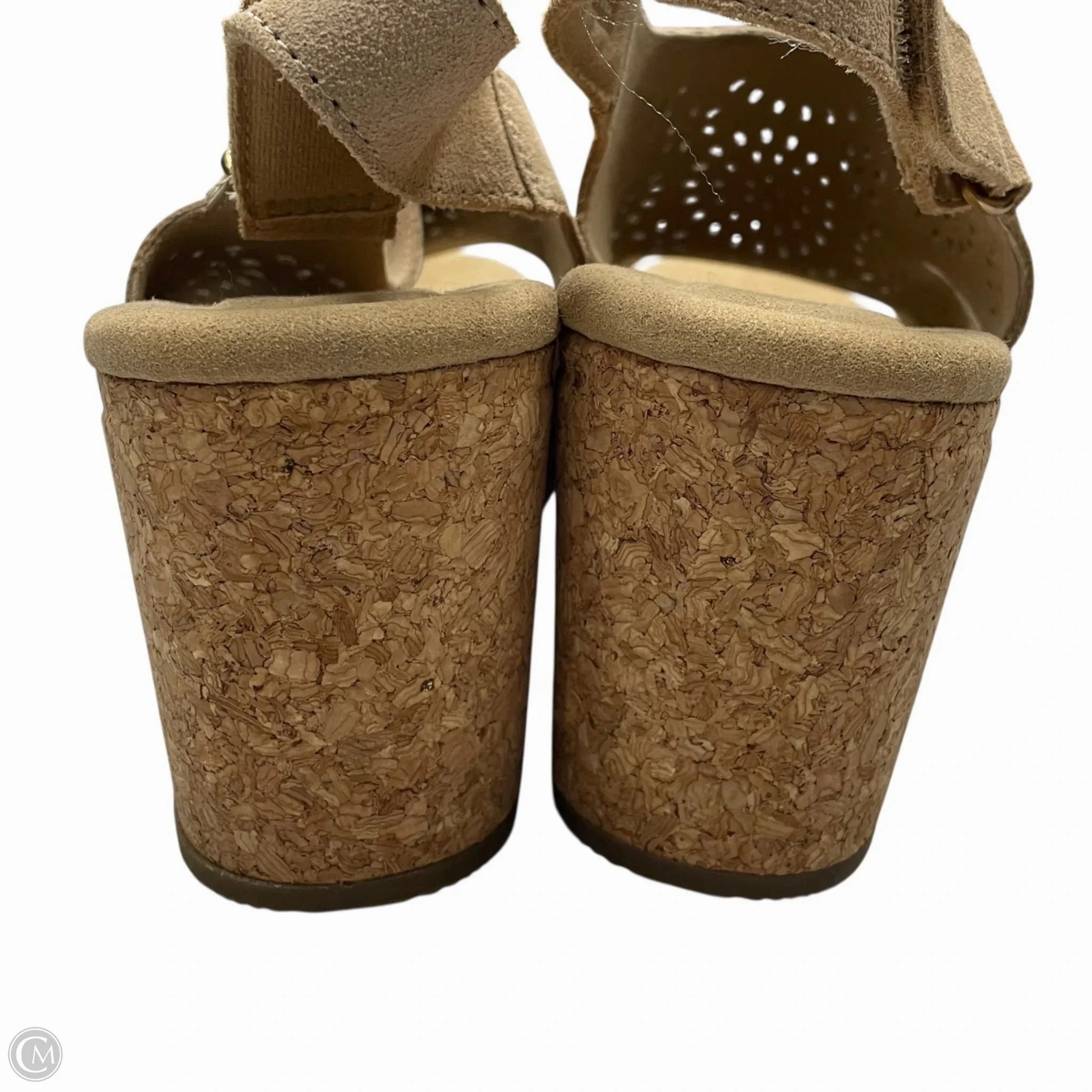 Sandals Heels Block By Clarks In Taupe, Size: 10 Leather Footwear