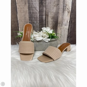 Sandals Heels Block By Marc Fisher In Beige, Size: 6 Marc Fisher fashion shoes with block heels