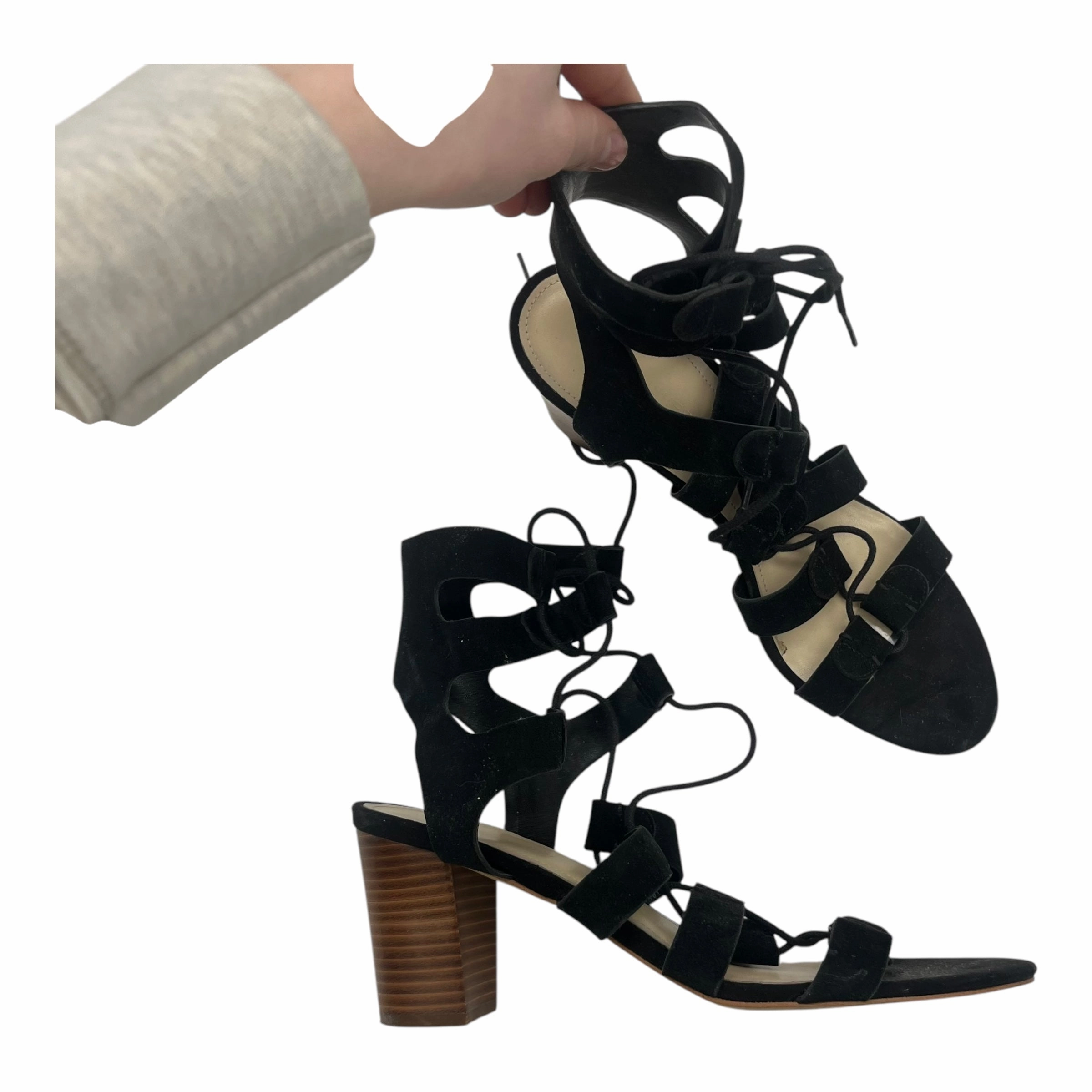 Sandals Heels Block By Marc Fisher In Black, Size:10 Fashion Heels