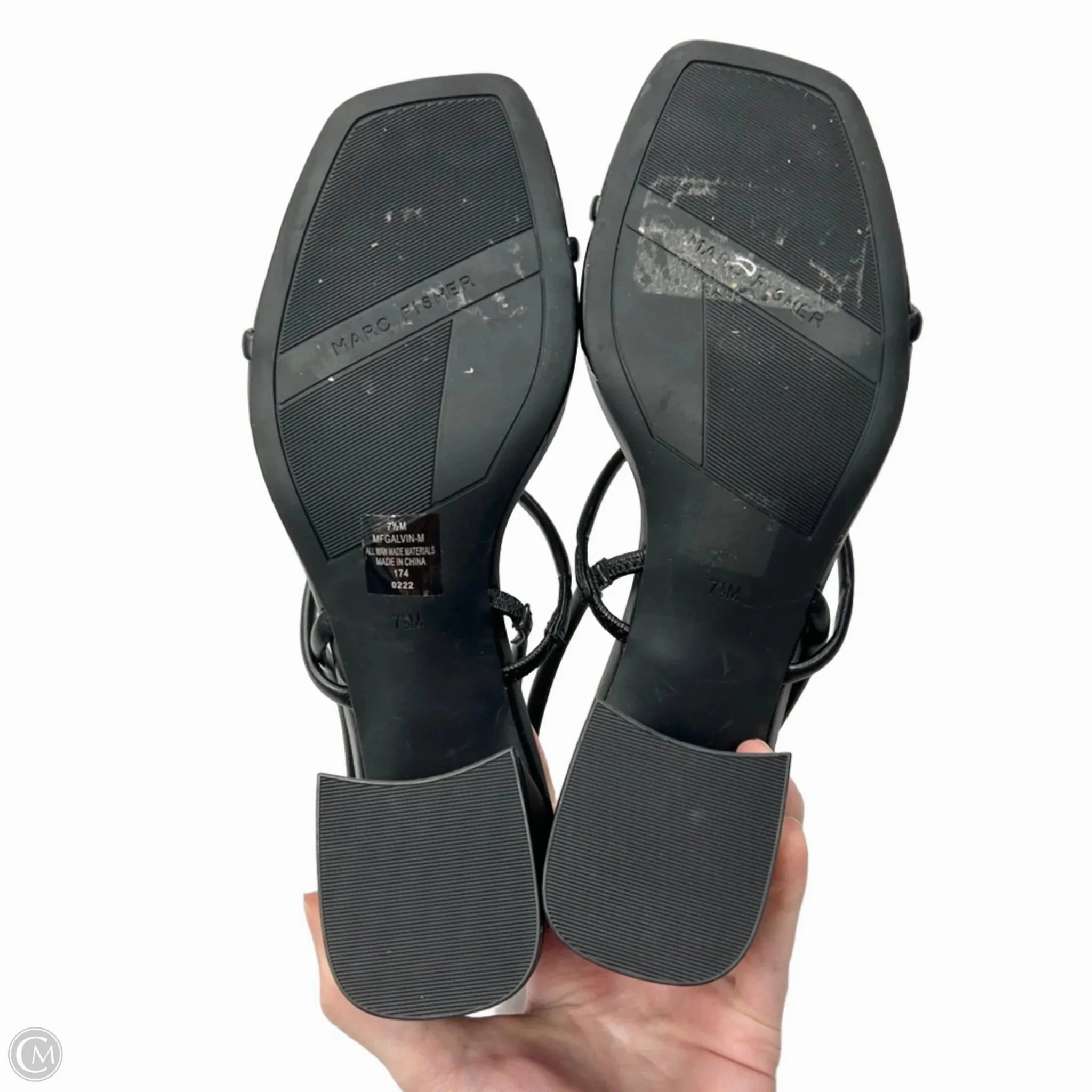 Sandals Heels Block By Marc Fisher In Black, Size: 7.5 Fashion Heels