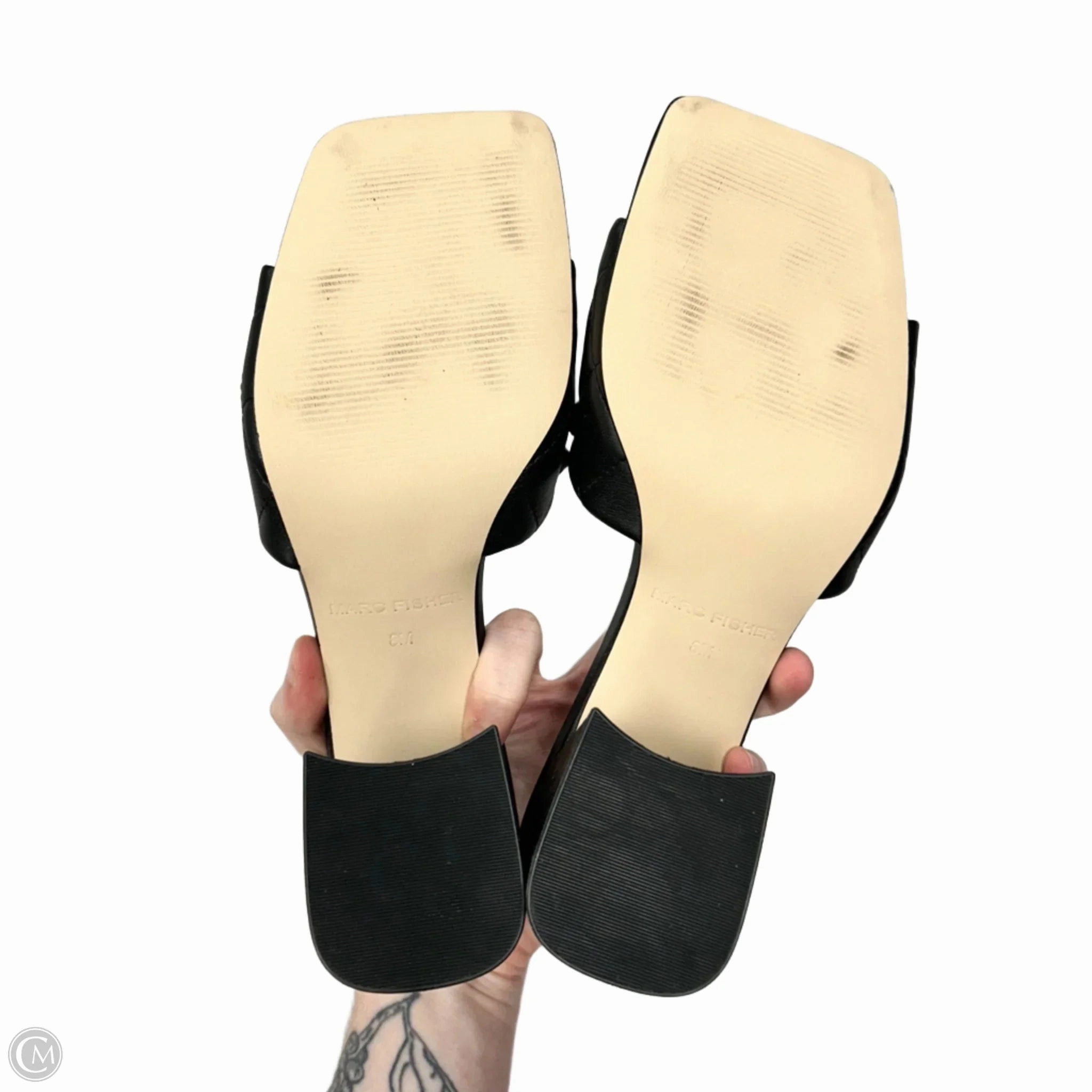 Sandals Heels Block By Marc Fisher In Black, Size: 8 Fashion Heels