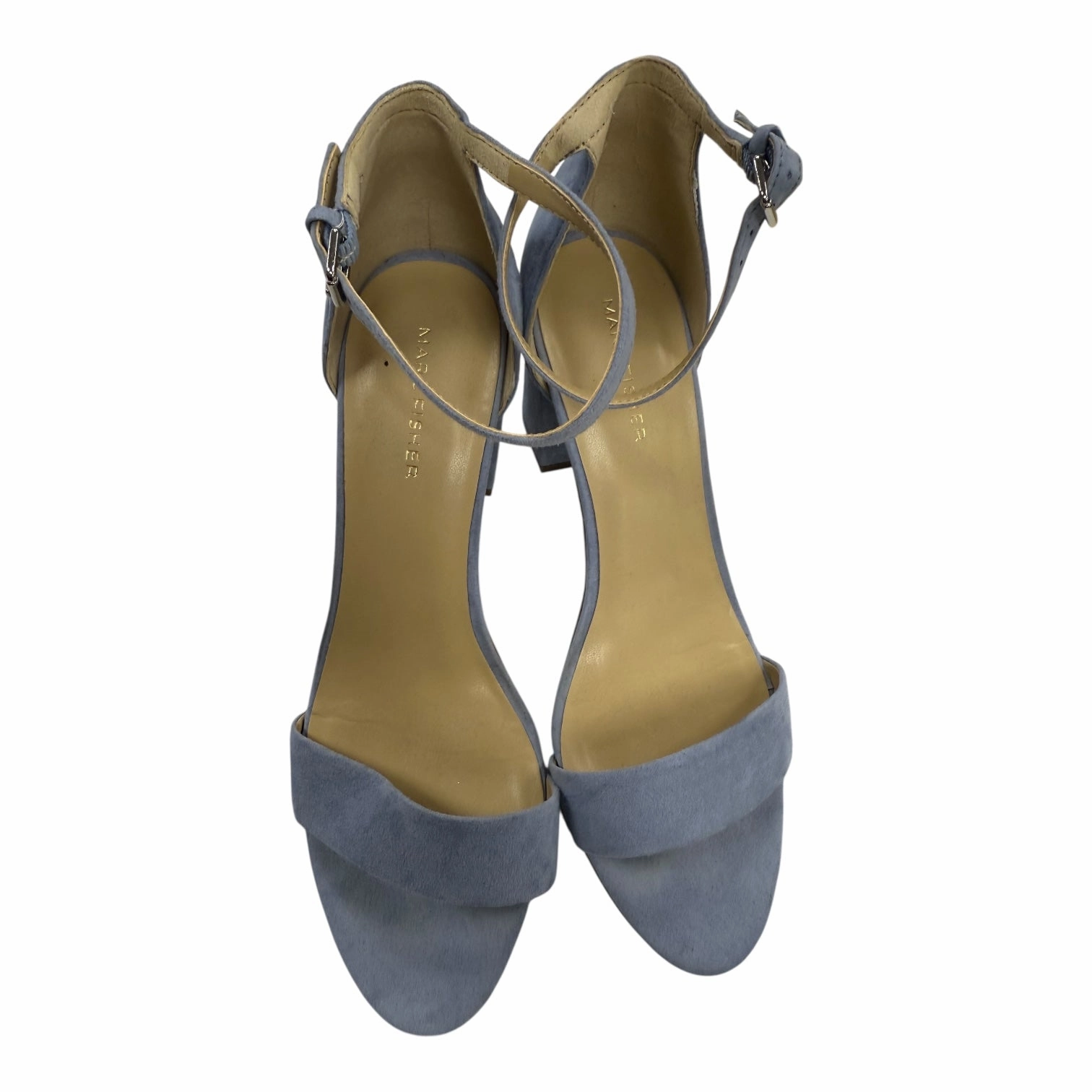 Sandals Heels Block By Marc Fisher In Blue, Size:8.5 Fashion Heels