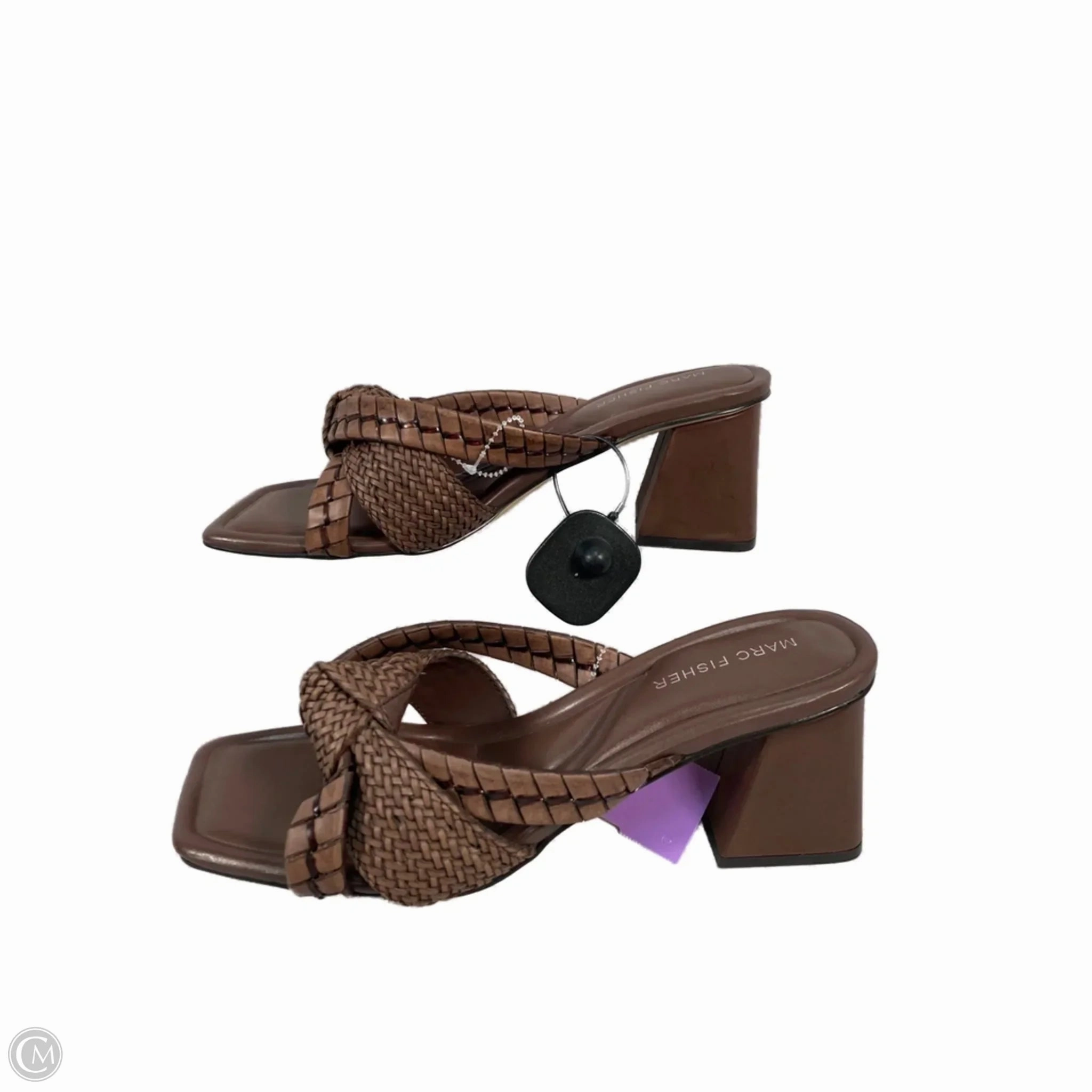 Sandals Heels Block By Marc Fisher In Brown, Size: 9.5 Fashion Heels