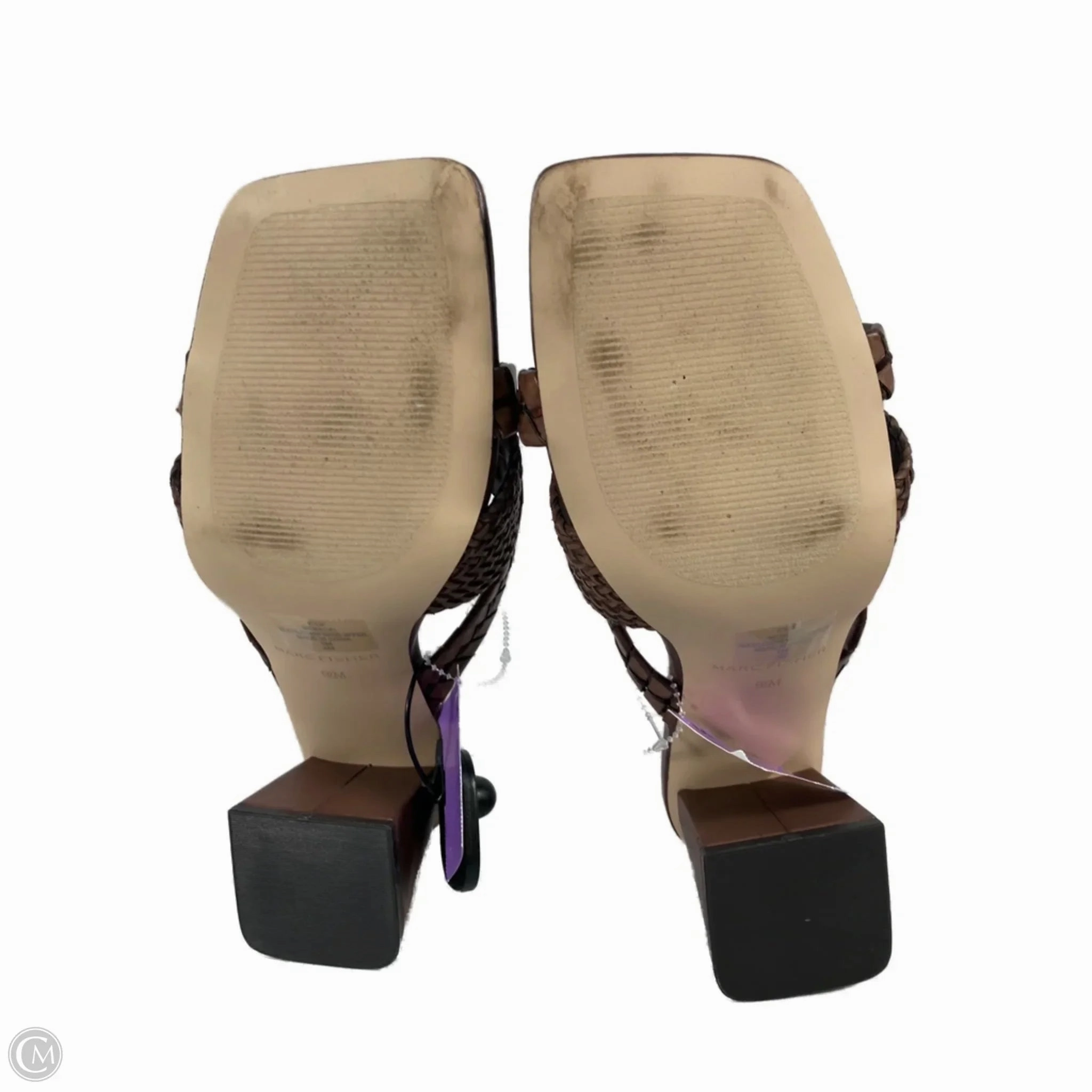 Sandals Heels Block By Marc Fisher In Brown, Size: 9.5 Fashion Heels