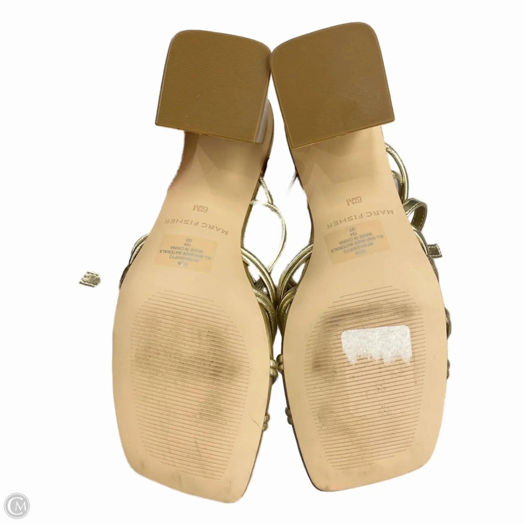 Sandals Heels Block By Marc Fisher In Gold, Size: 6.5 Fashion Heels
