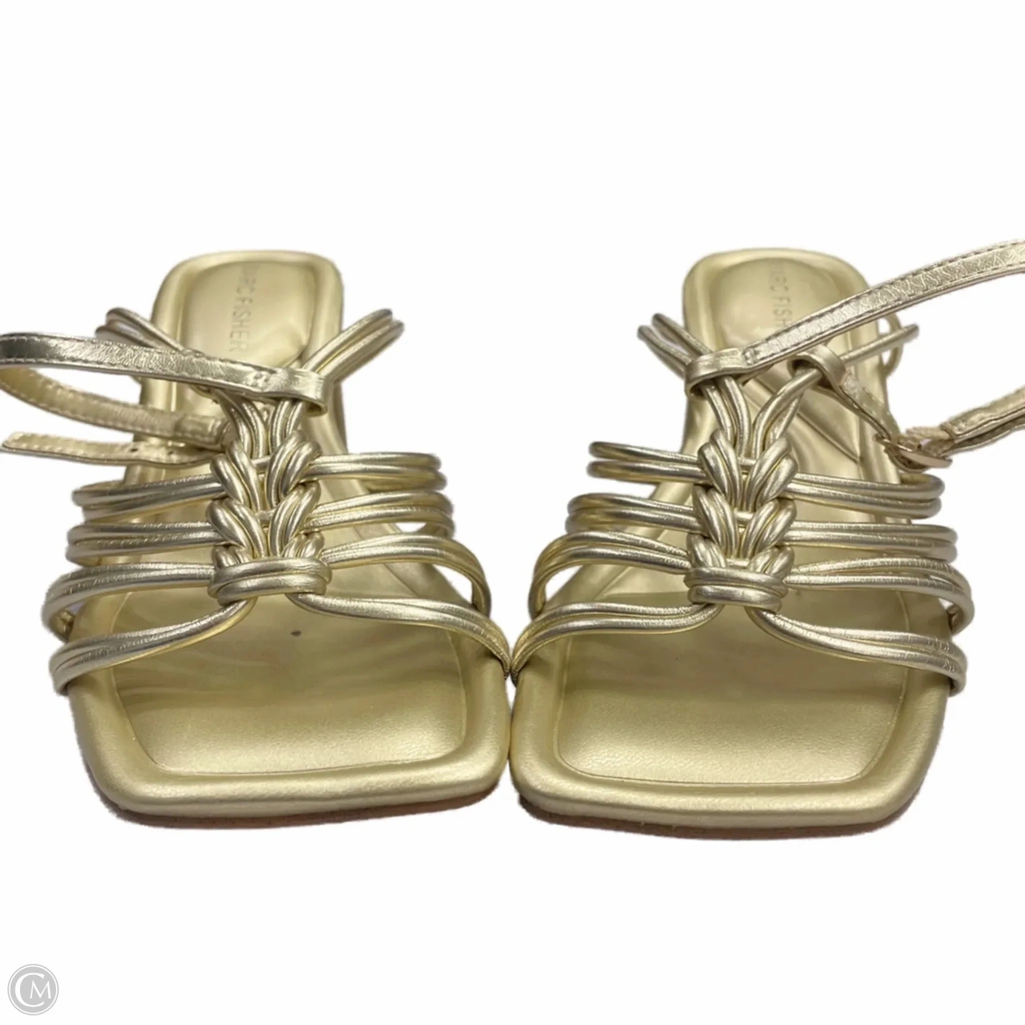Sandals Heels Block By Marc Fisher In Gold, Size: 6.5 Fashion Heels
