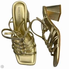 Sandals Heels Block By Marc Fisher In Gold, Size: 6.5 Marc Fisher fashion shoes with block heels