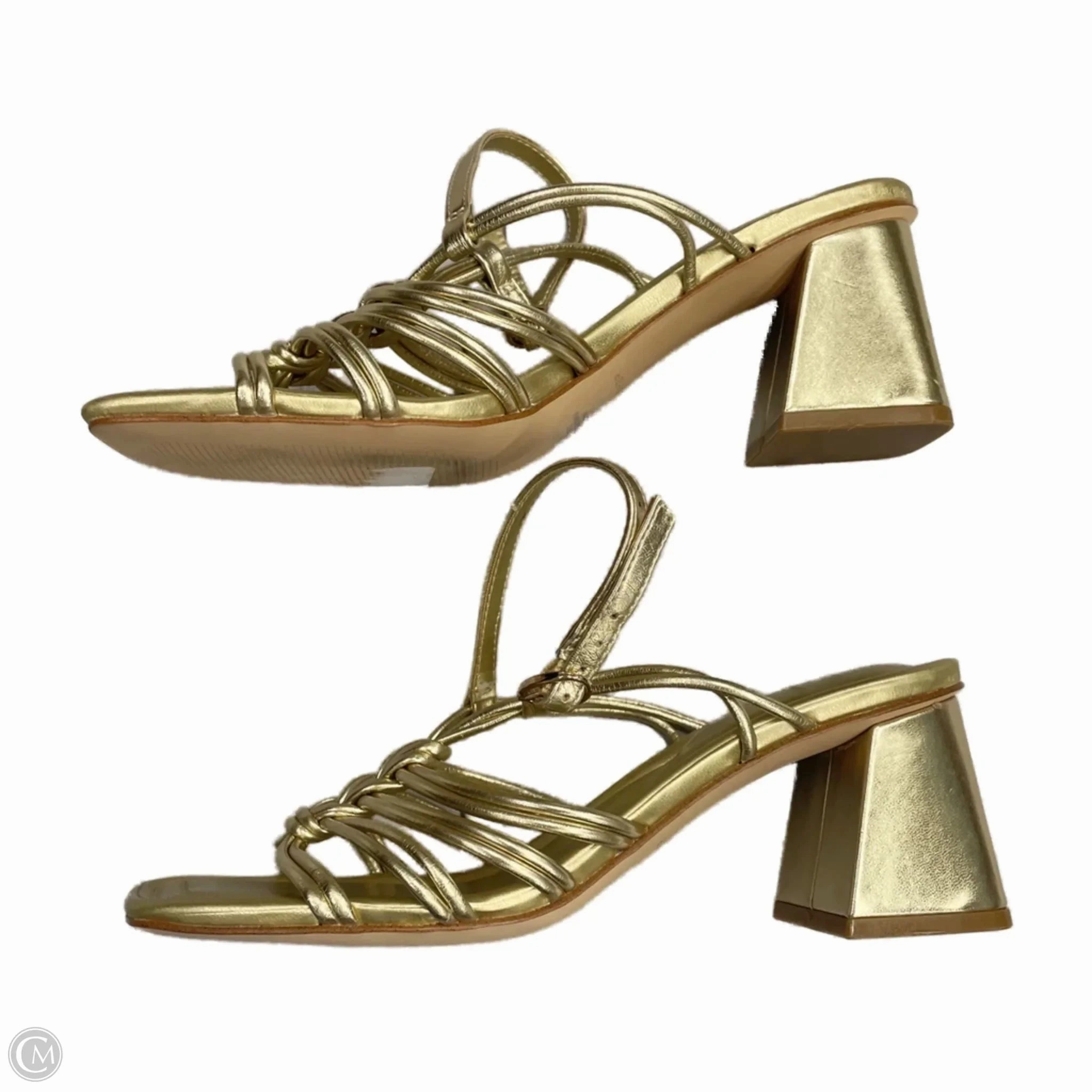 Sandals Heels Block By Marc Fisher In Gold, Size: 6.5 Fashion Heels