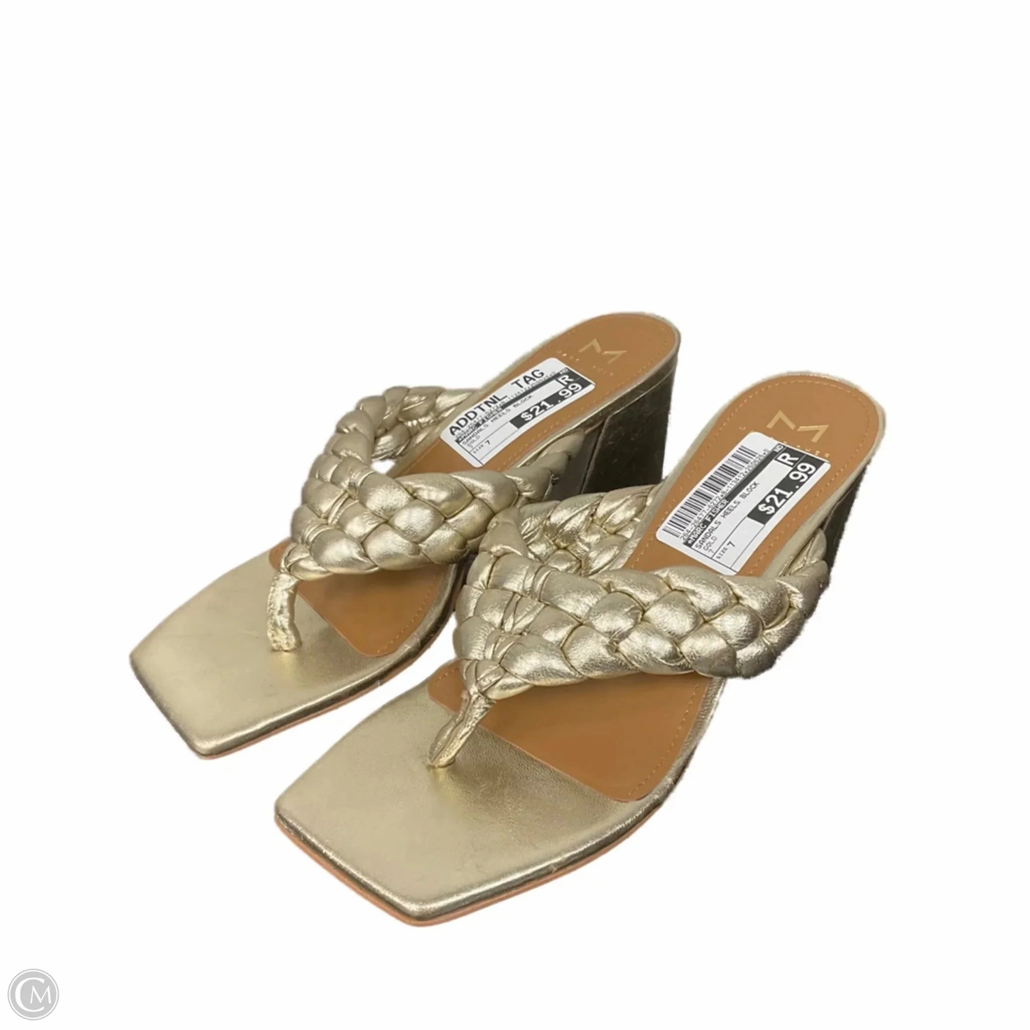 Sandals Heels Block By Marc Fisher In Gold, Size: 7 Marc Fisher fashion shoes with block heels