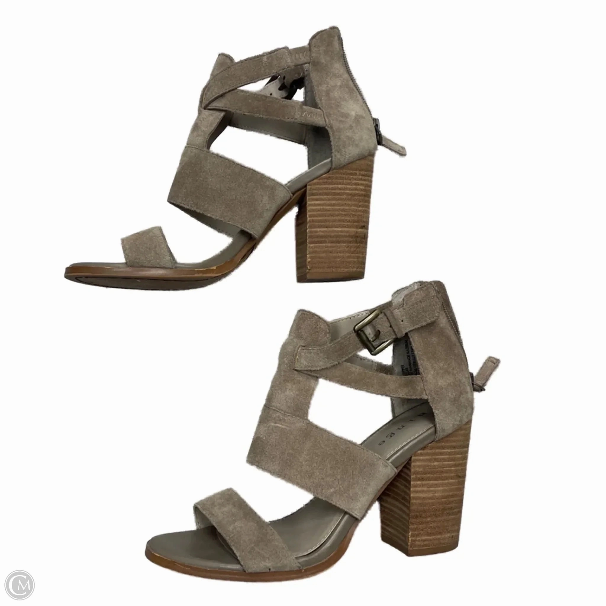 Sandals Heels Block By Marc Fisher In Grey, Size: 6.5 Fashion Heels