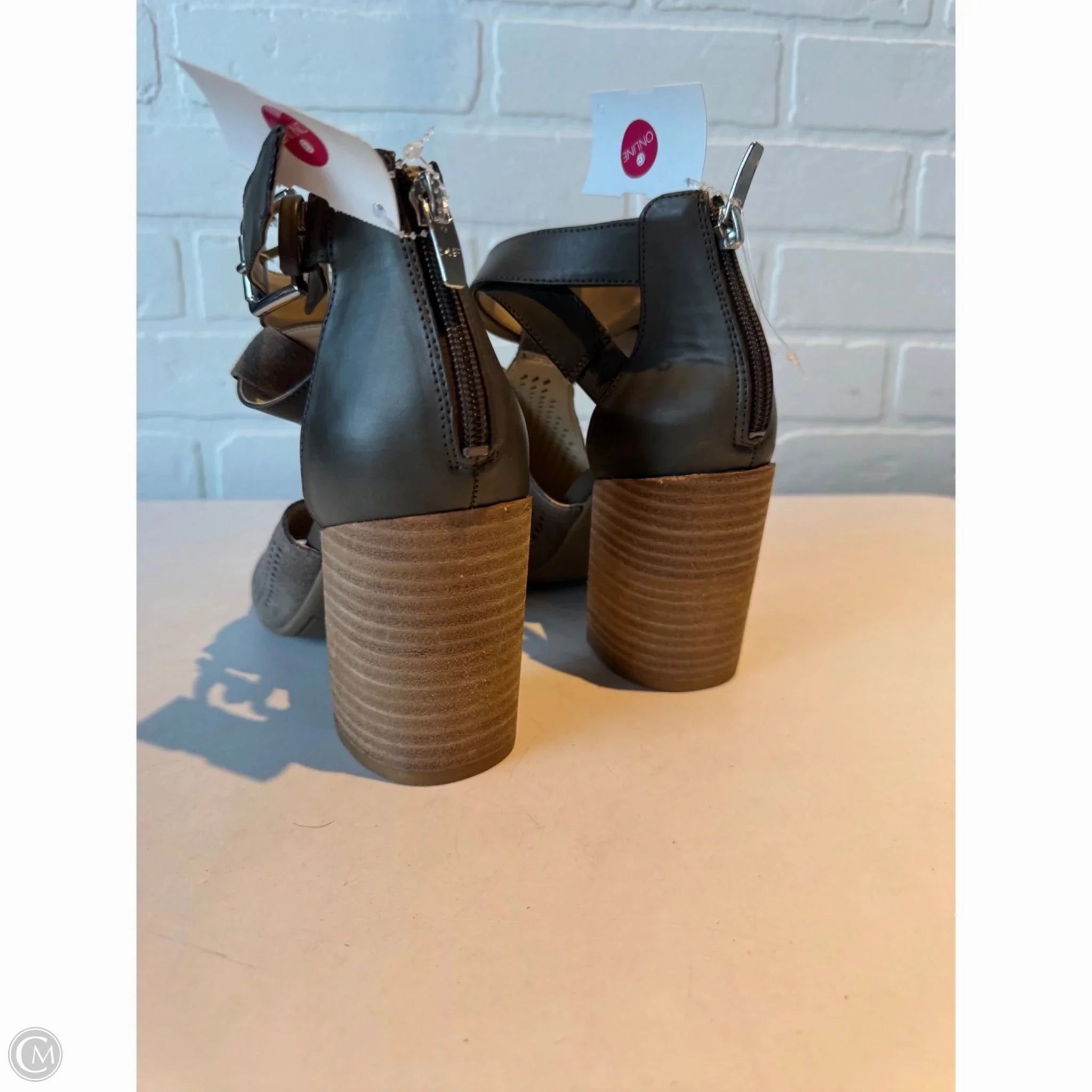 Sandals Heels Block By Marc Fisher In Grey, Size: 7.5 Fashion Heels